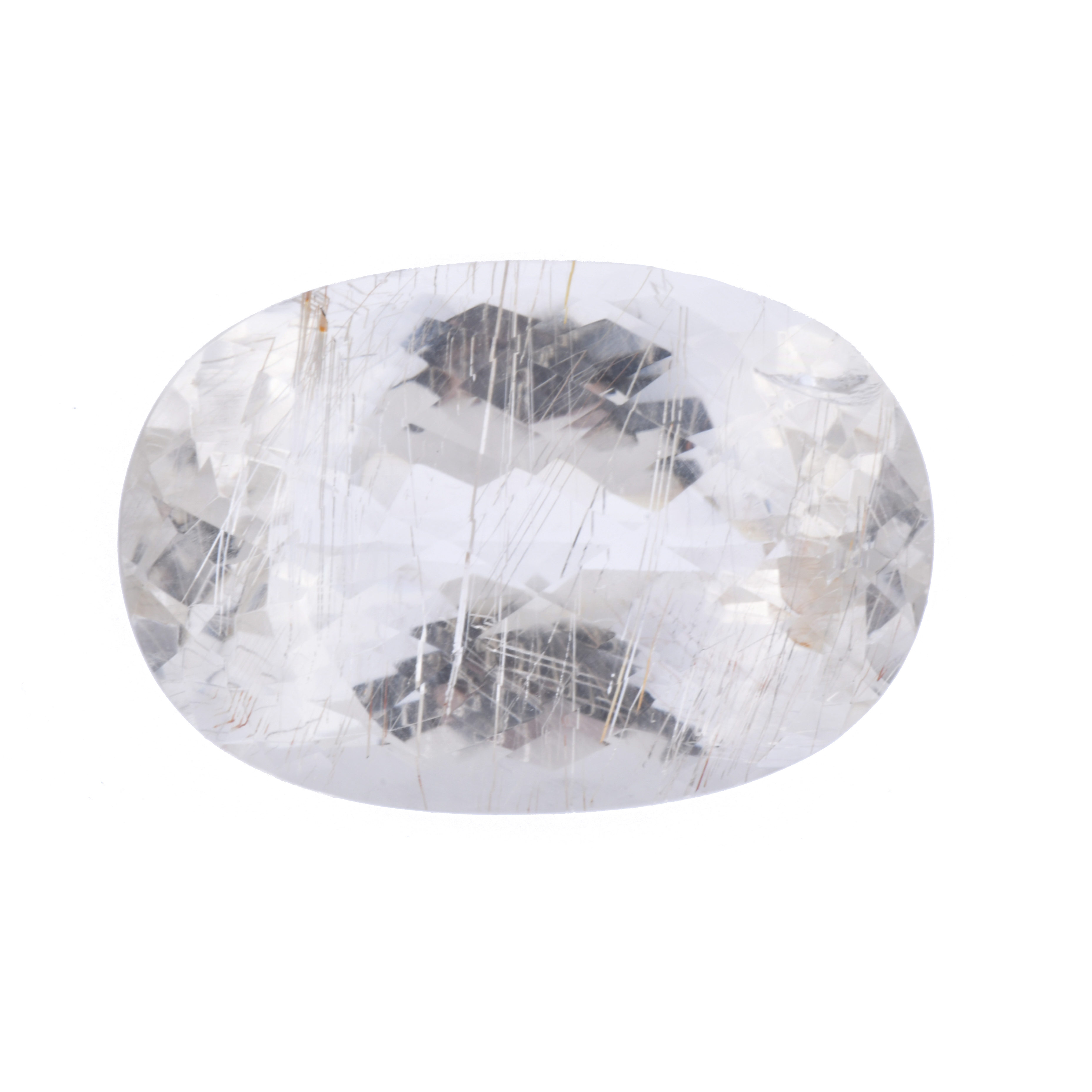 Unmounted smoky rutilated topaz.