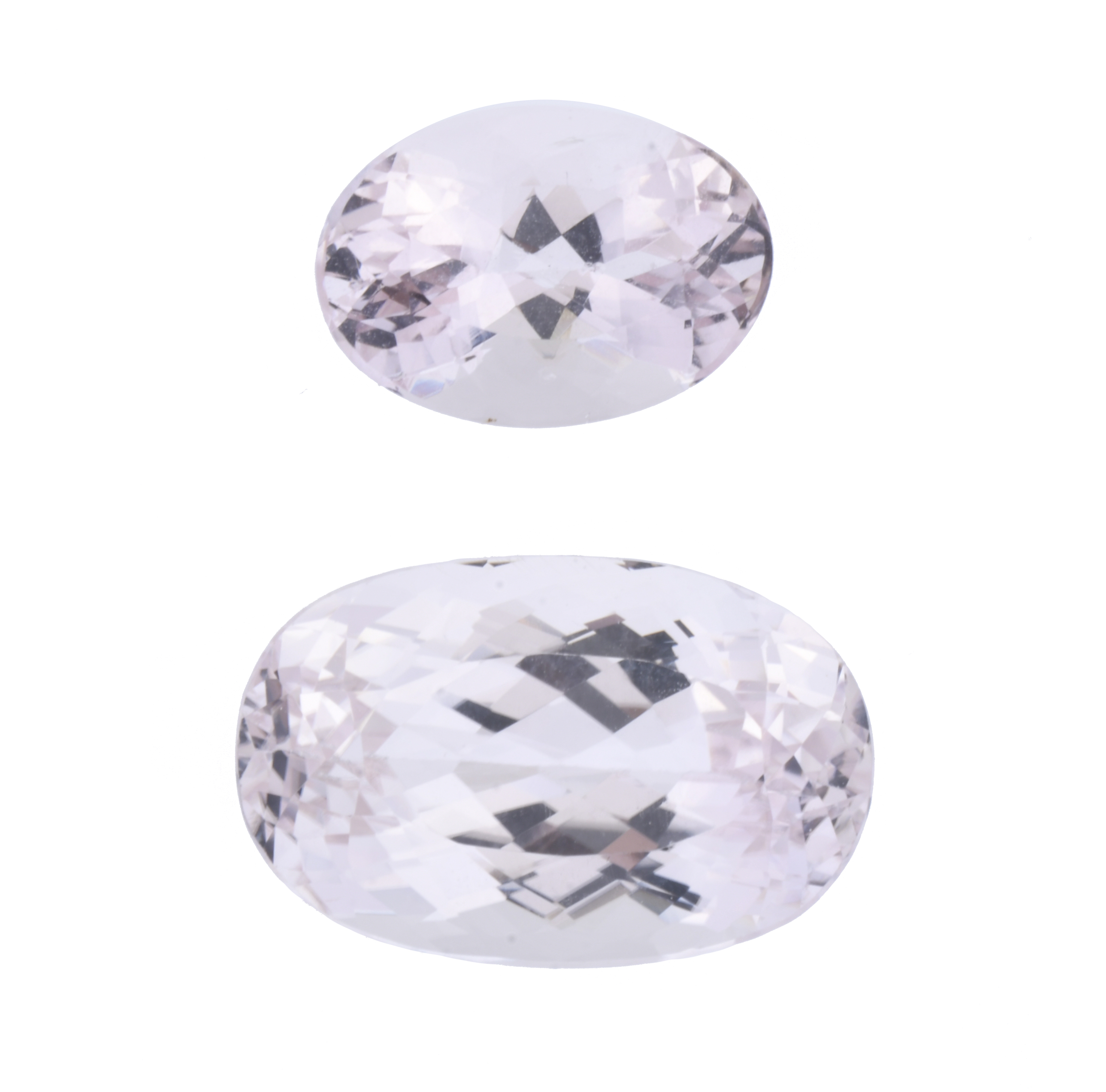 Set of two unmounted pale rose kunzites.