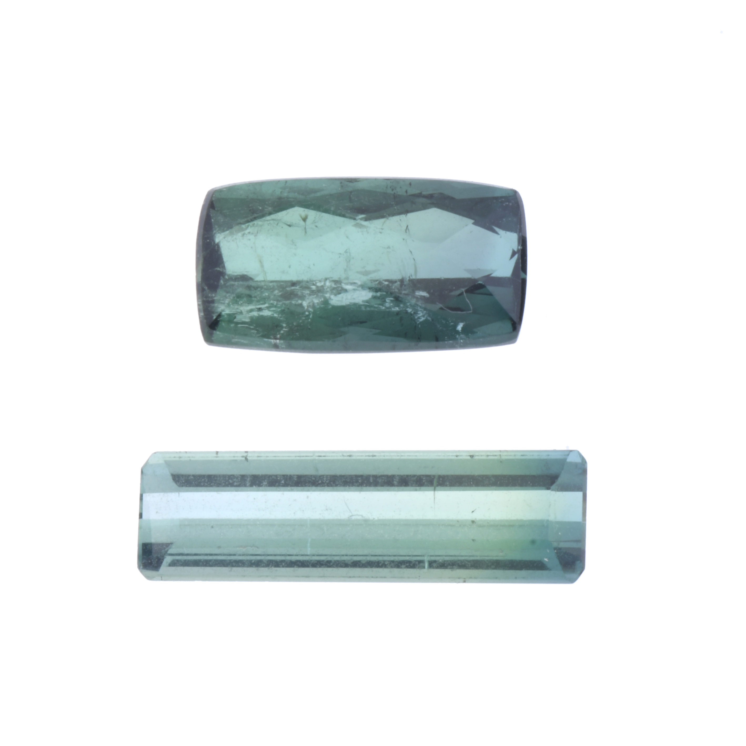 Lot of two unmounted green tourmalines.