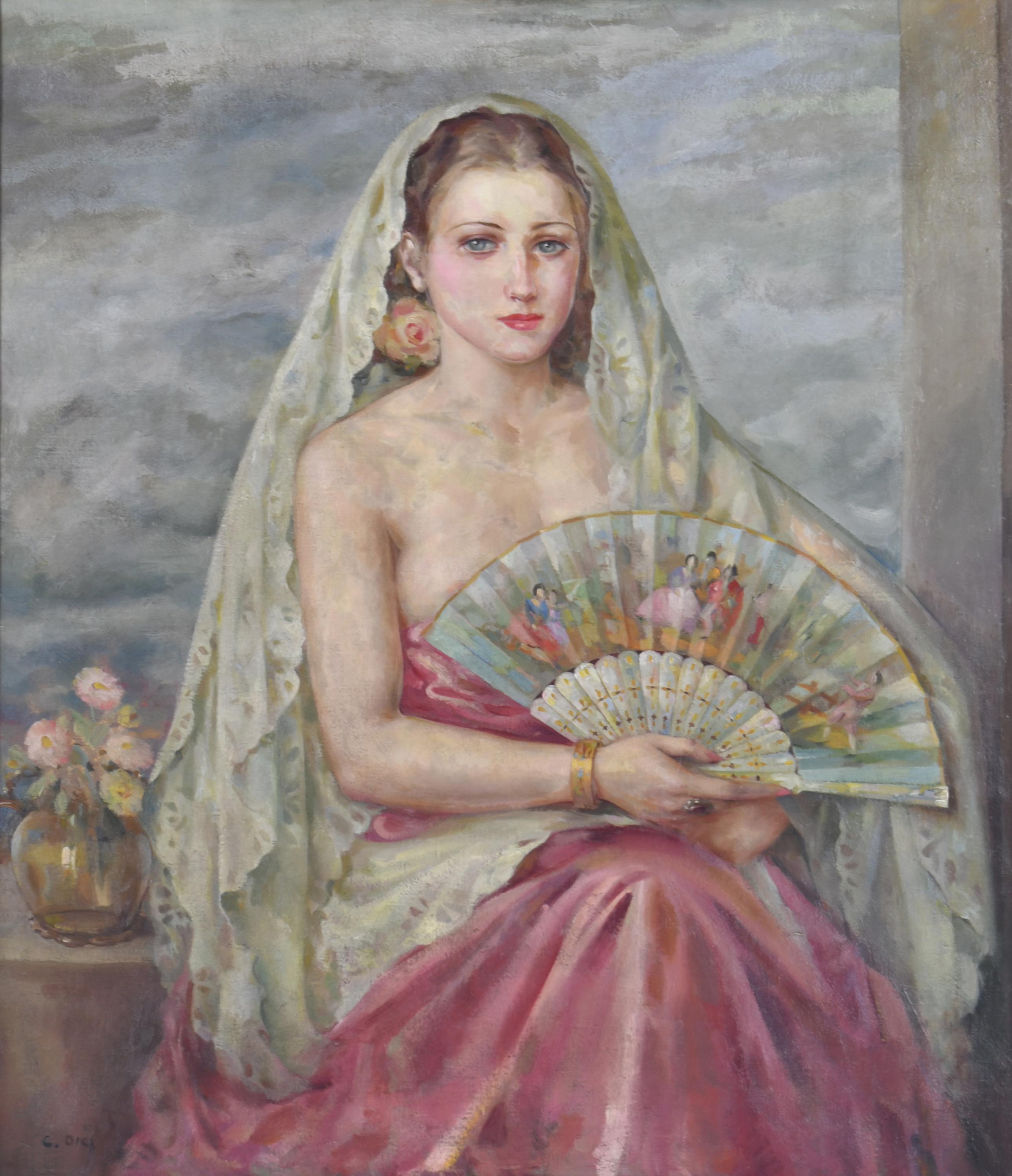CARMEN OSÉS (1898-1961).  ‘Girl with a fan and a shawl&#39;.