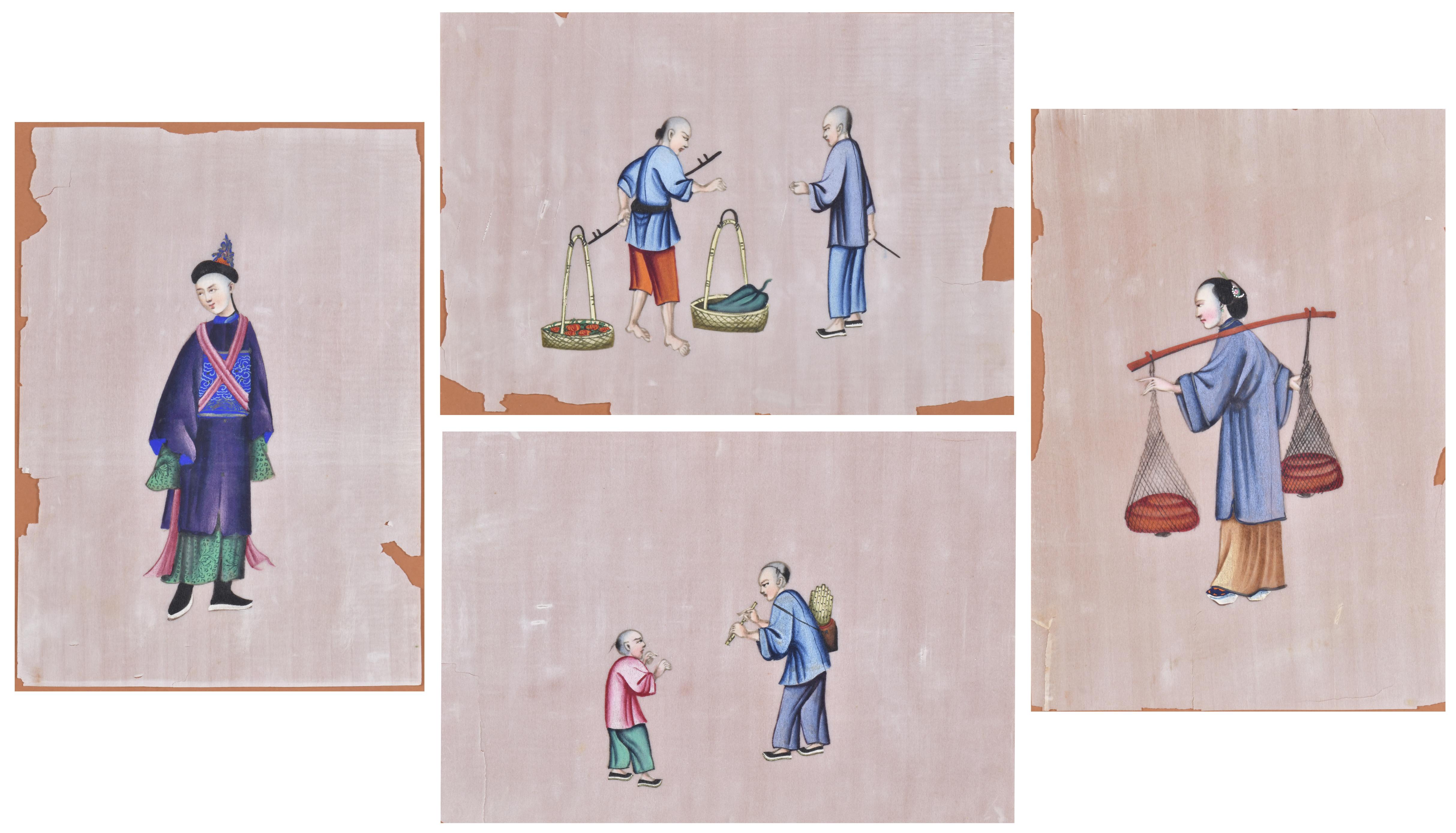 20TH CENTURY CHINESE SCHOOL. Set of four genre scenes.