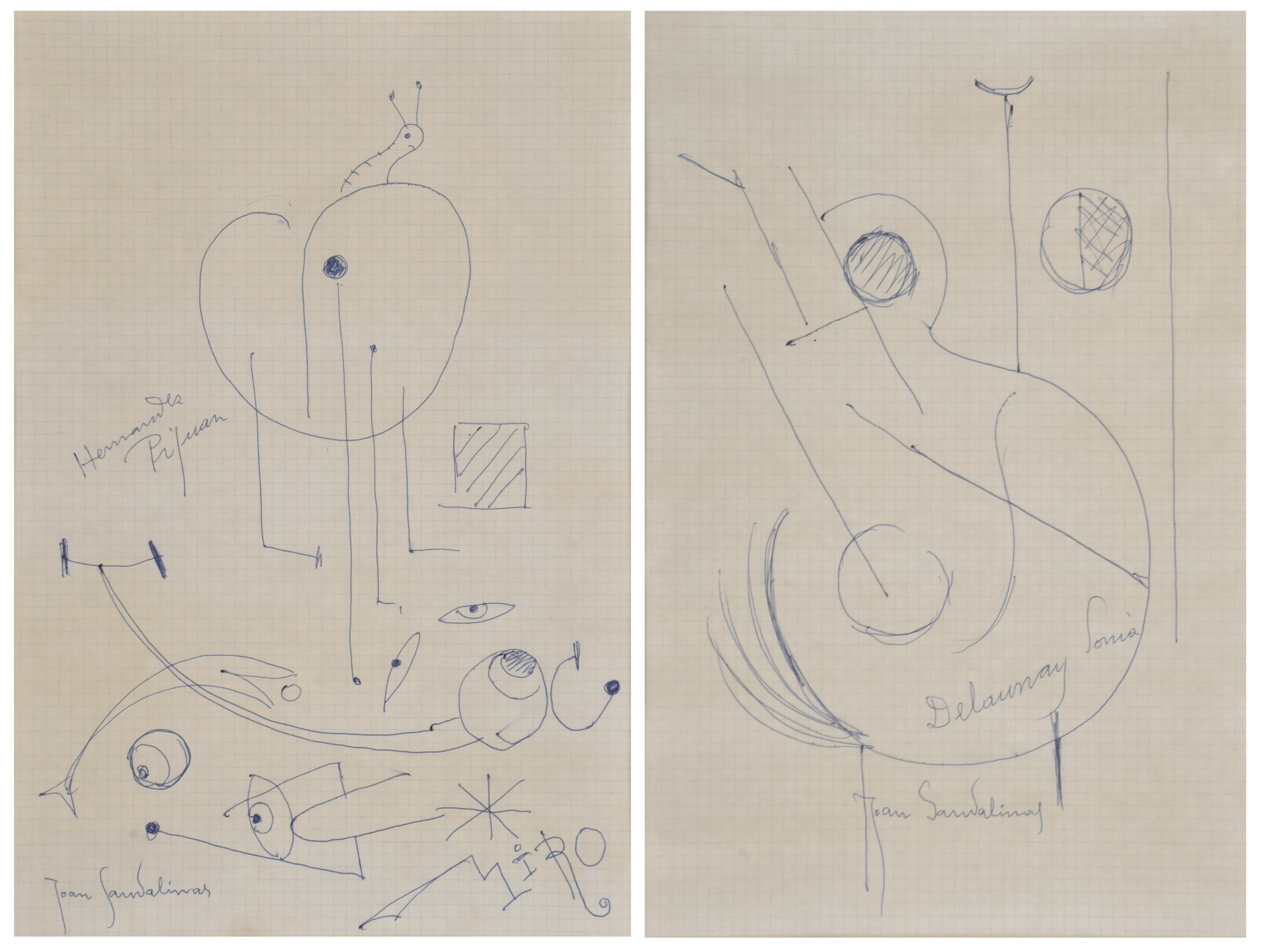 JOAN SANDALINAS (1903-1991). Pareja de dibujos homenaje a l