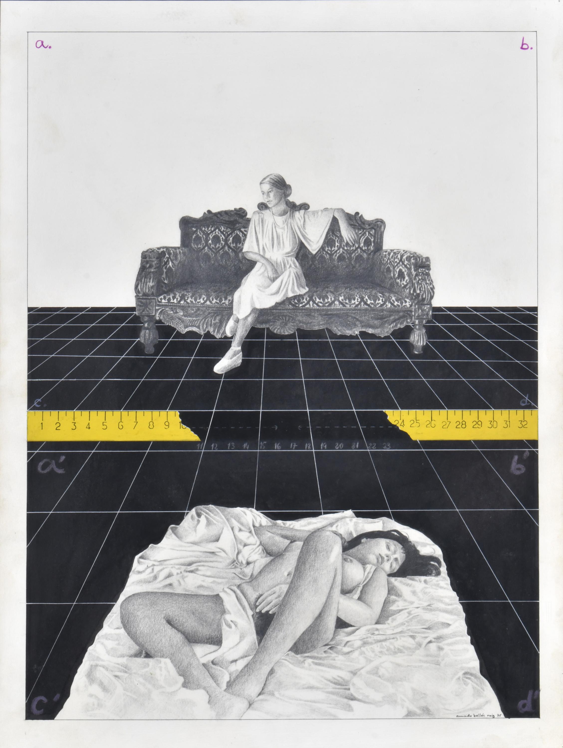 AMADO BELLES ROIG (1949). "Mujer desnuda en la cama", 1975.