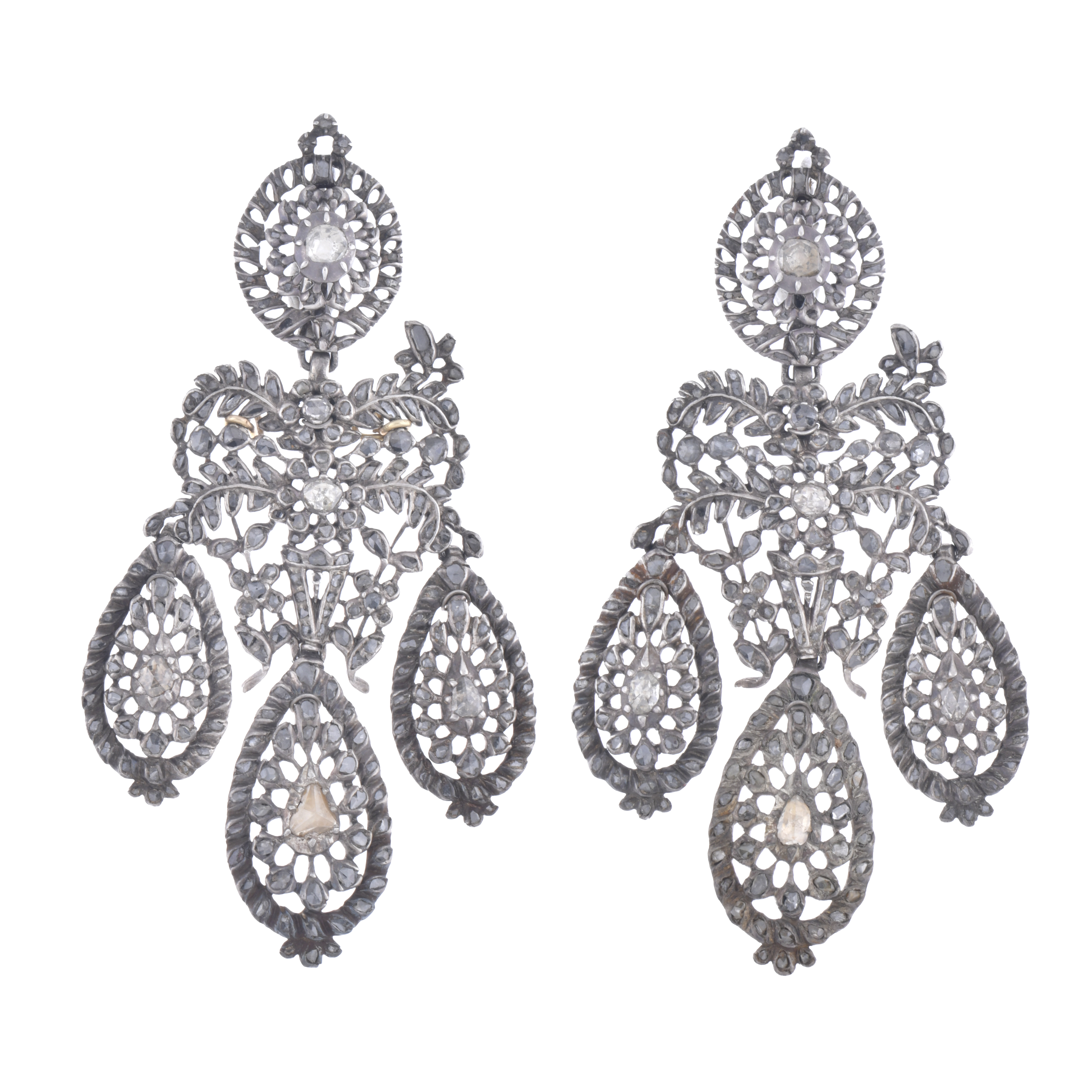 Pendientes "girandole" españoles, ca. 1770-80