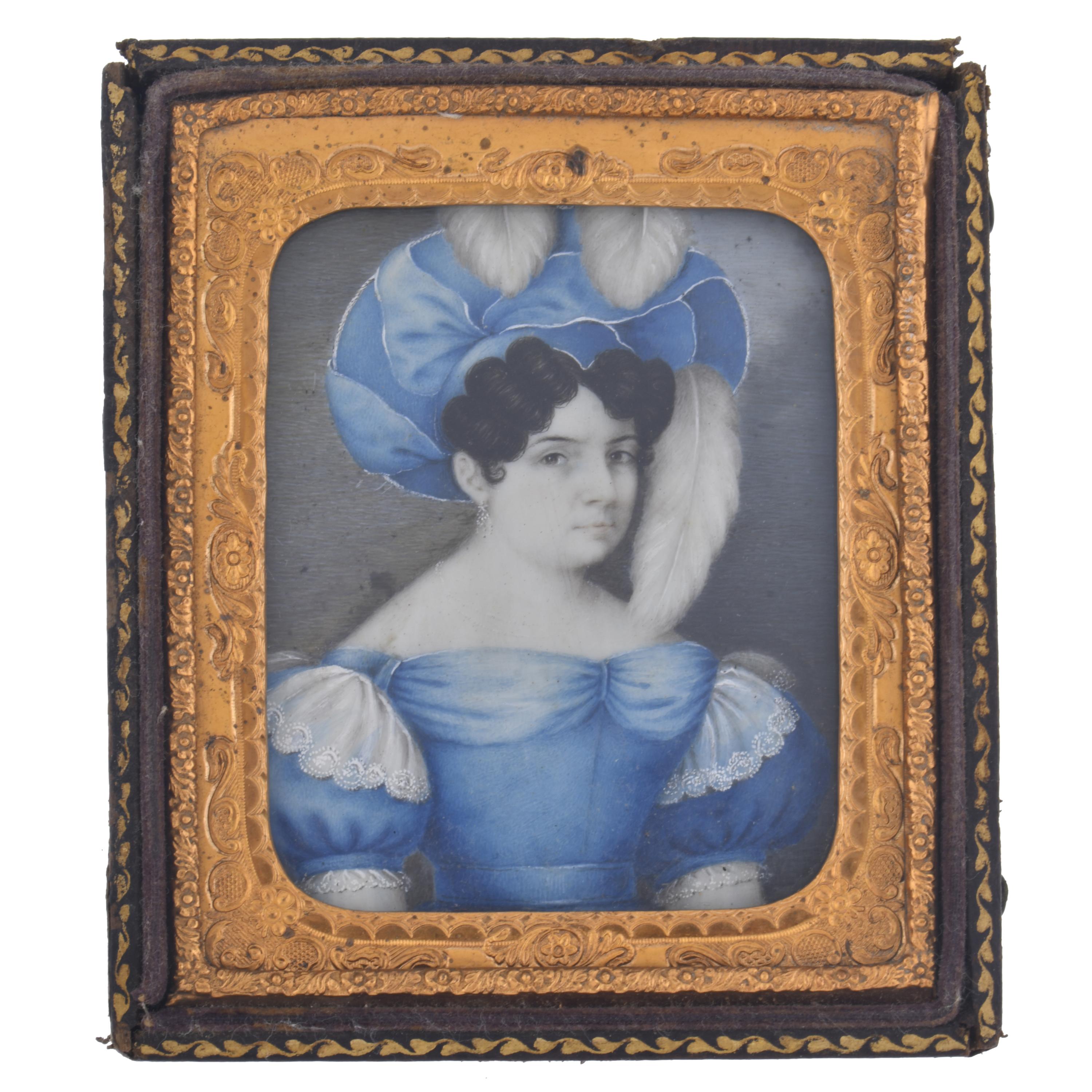 ESCUELA FRANCESA, SIGLO XIX.  Miniatura con retrato femenin