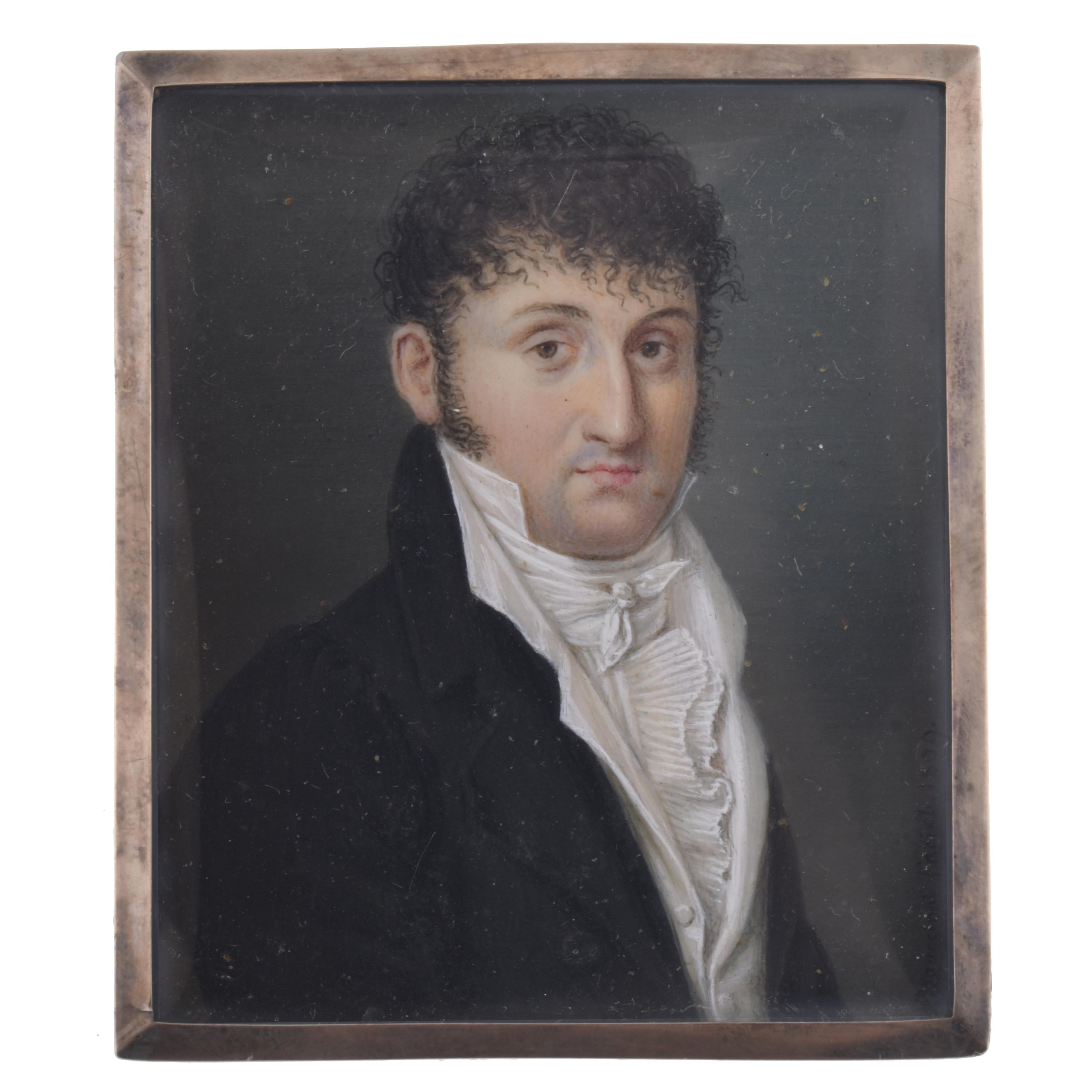ESCUELA FRANCESA, SIGLO XIX.  Miniatura con retrato masculi