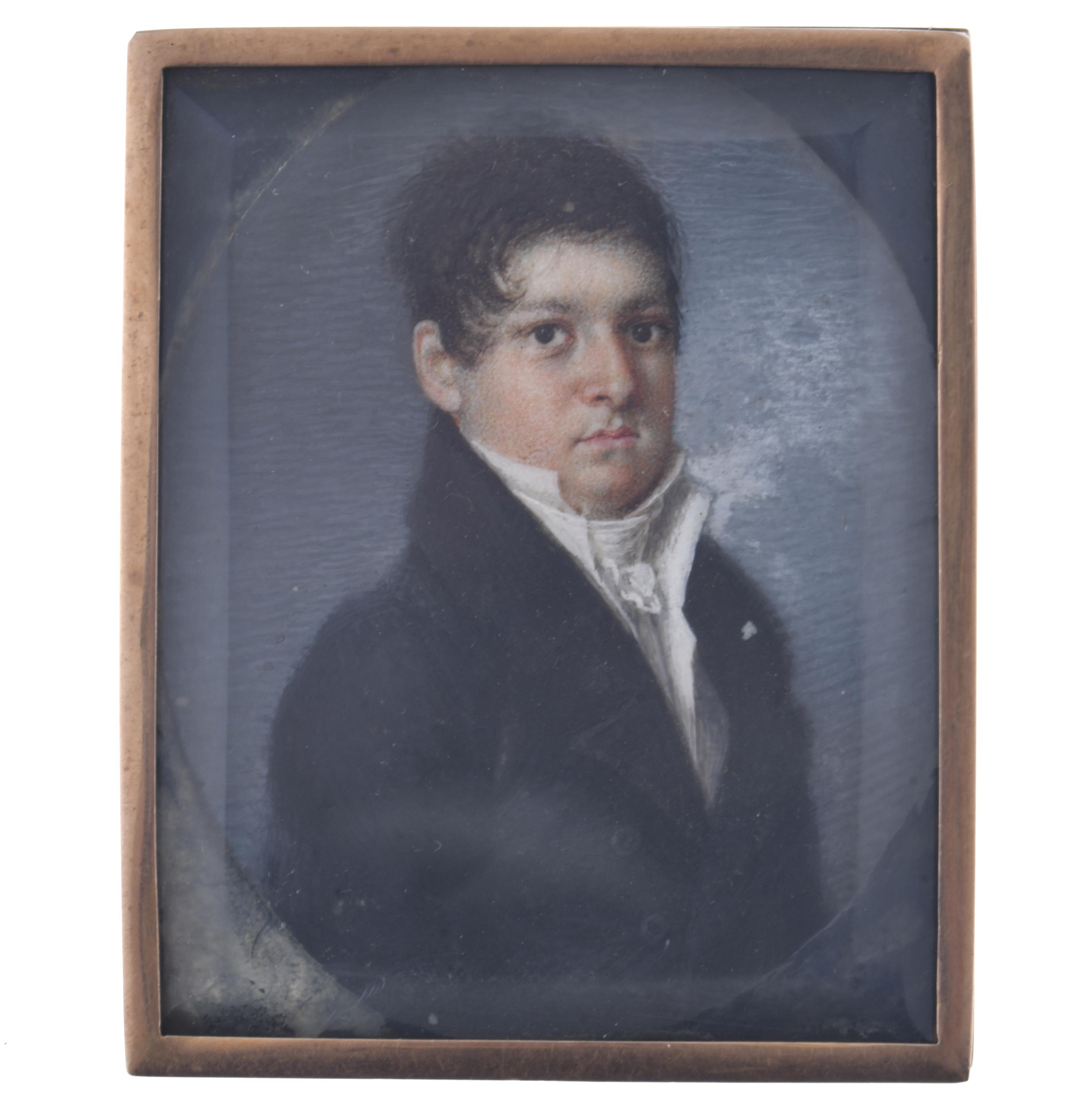 ESCUELA FRANCESA, SIGLO XIX.  Miniatura con retrato masculi