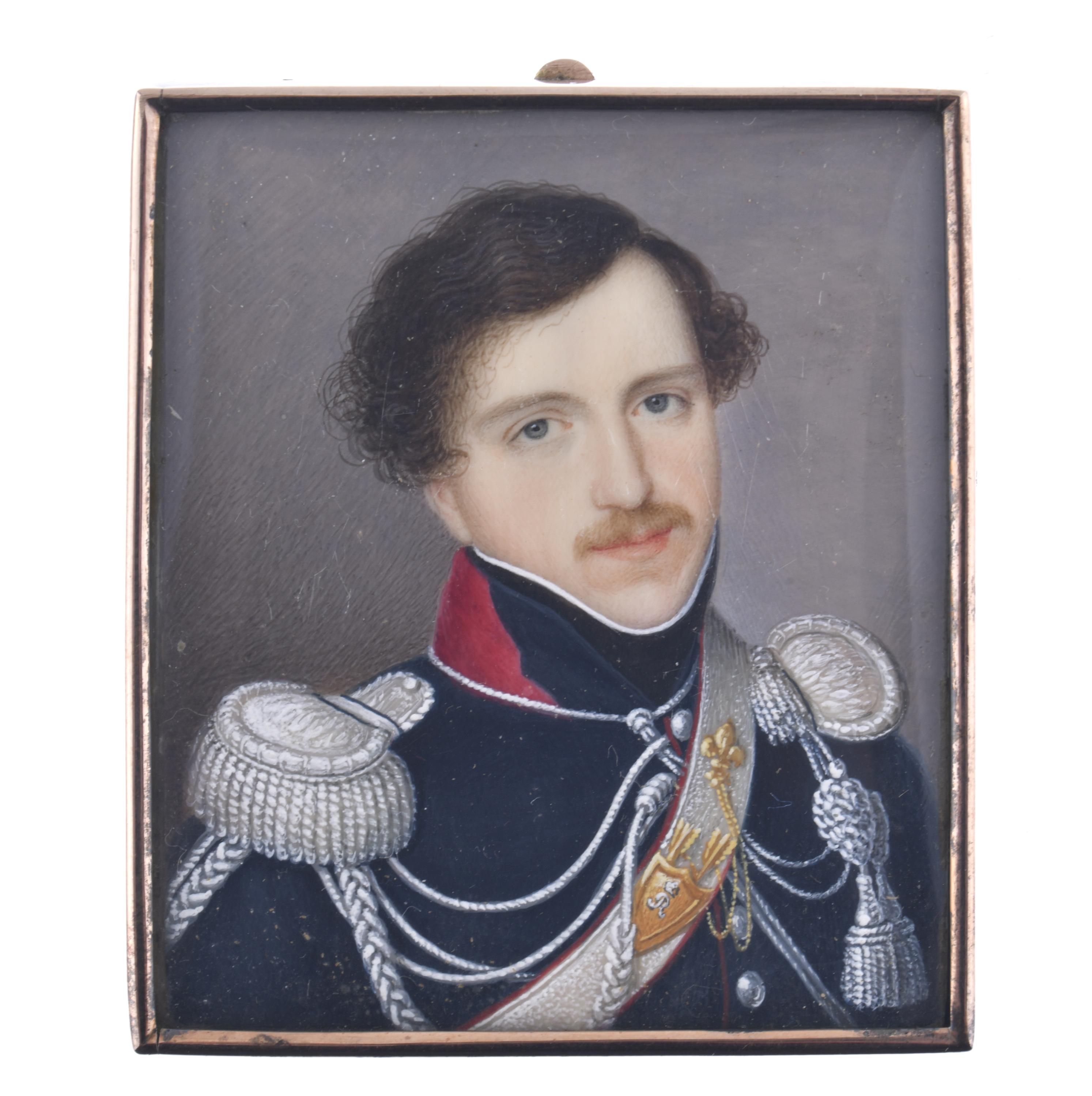 ESCUELA FRANCESA, SIGLO XIX.  Miniatura con retrato de un g