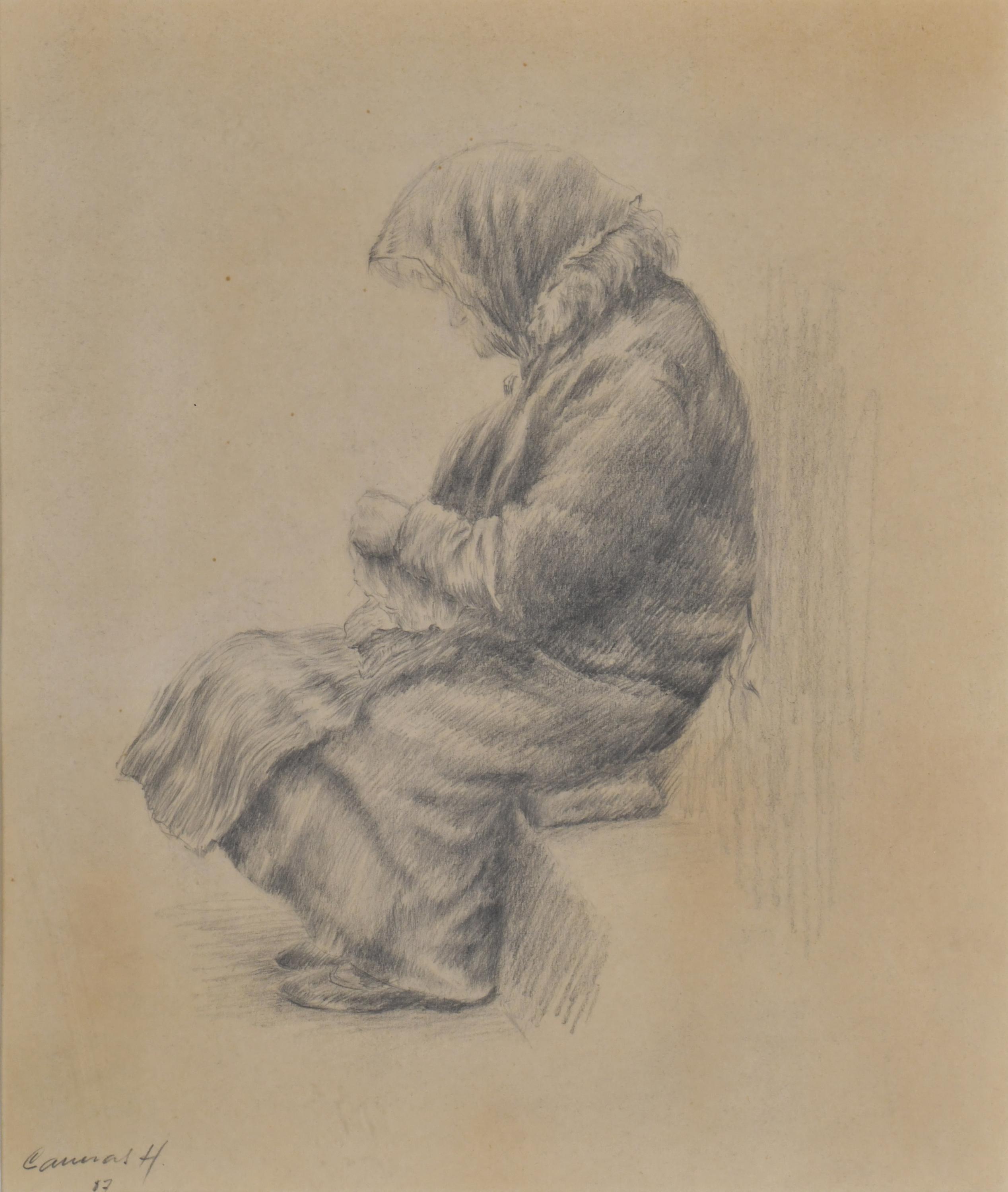 ESCUELA ESPAÑOLA, SIGLO XX. "Anciana", 1987. 