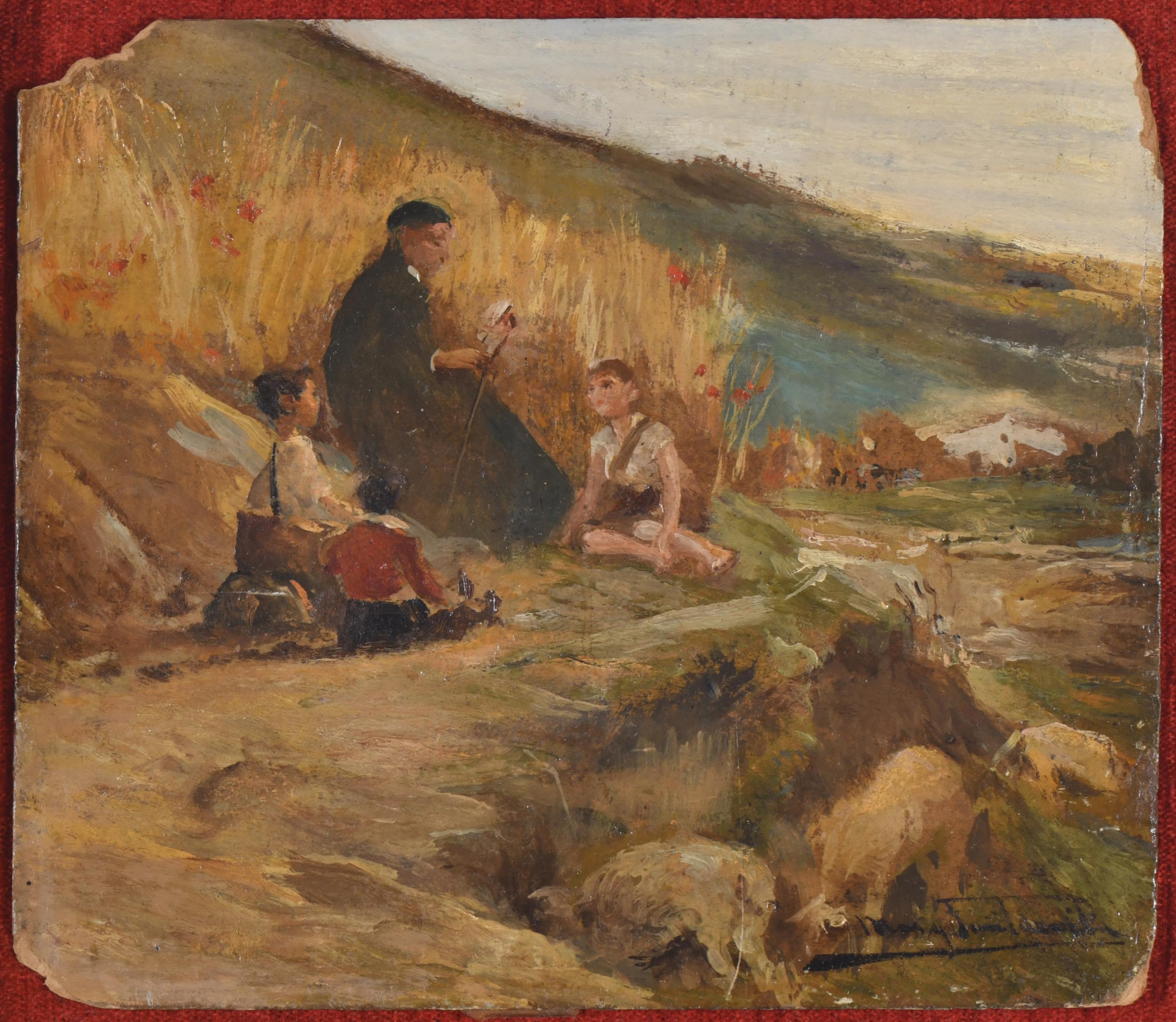 ARCADI MAS I FONDEVILA (1852-1934). "Párroco leyendo a los 