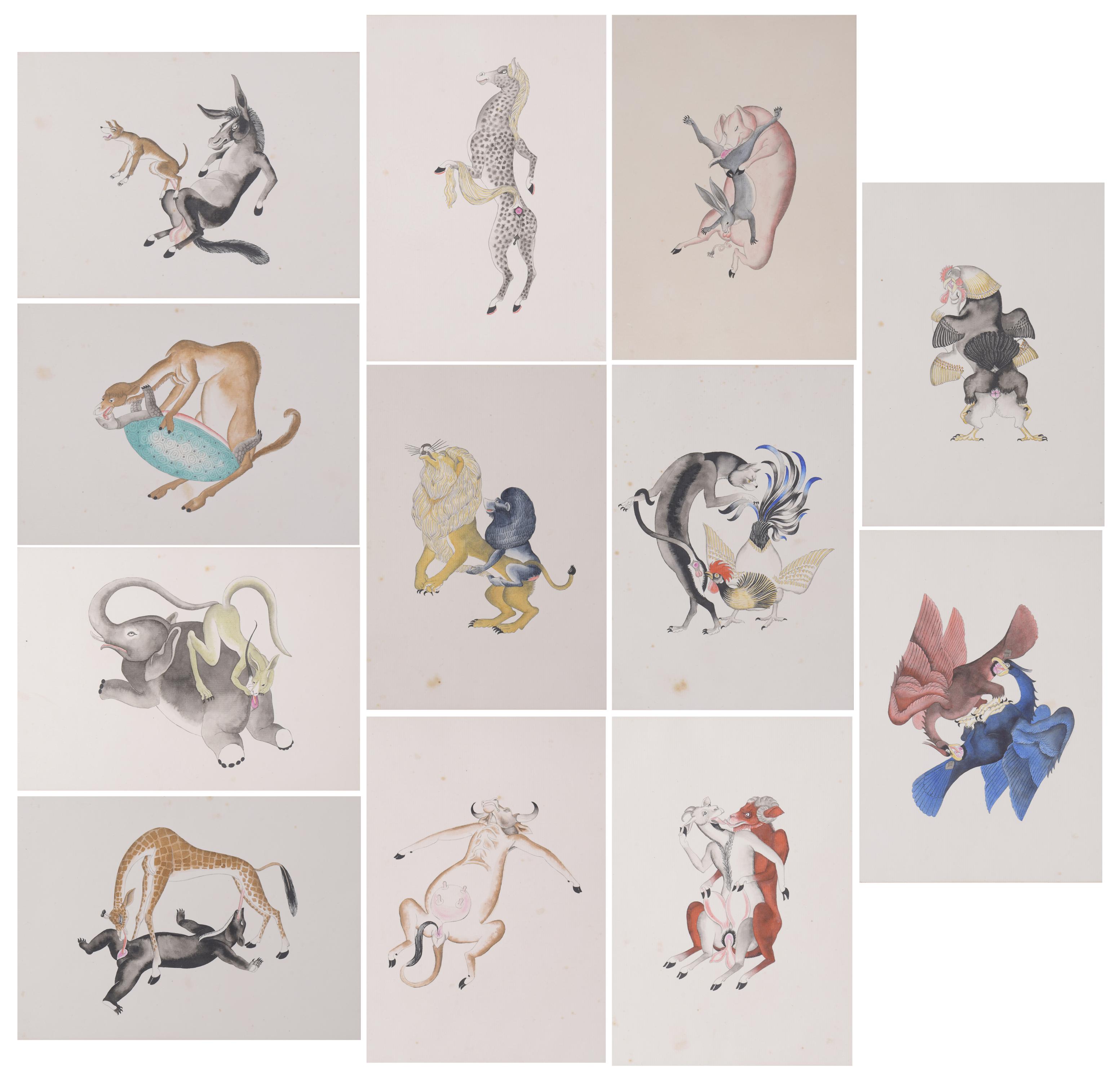 JOSEP GRANYER Y GIRALT (1899-1983). Set of 12 erotic waterc