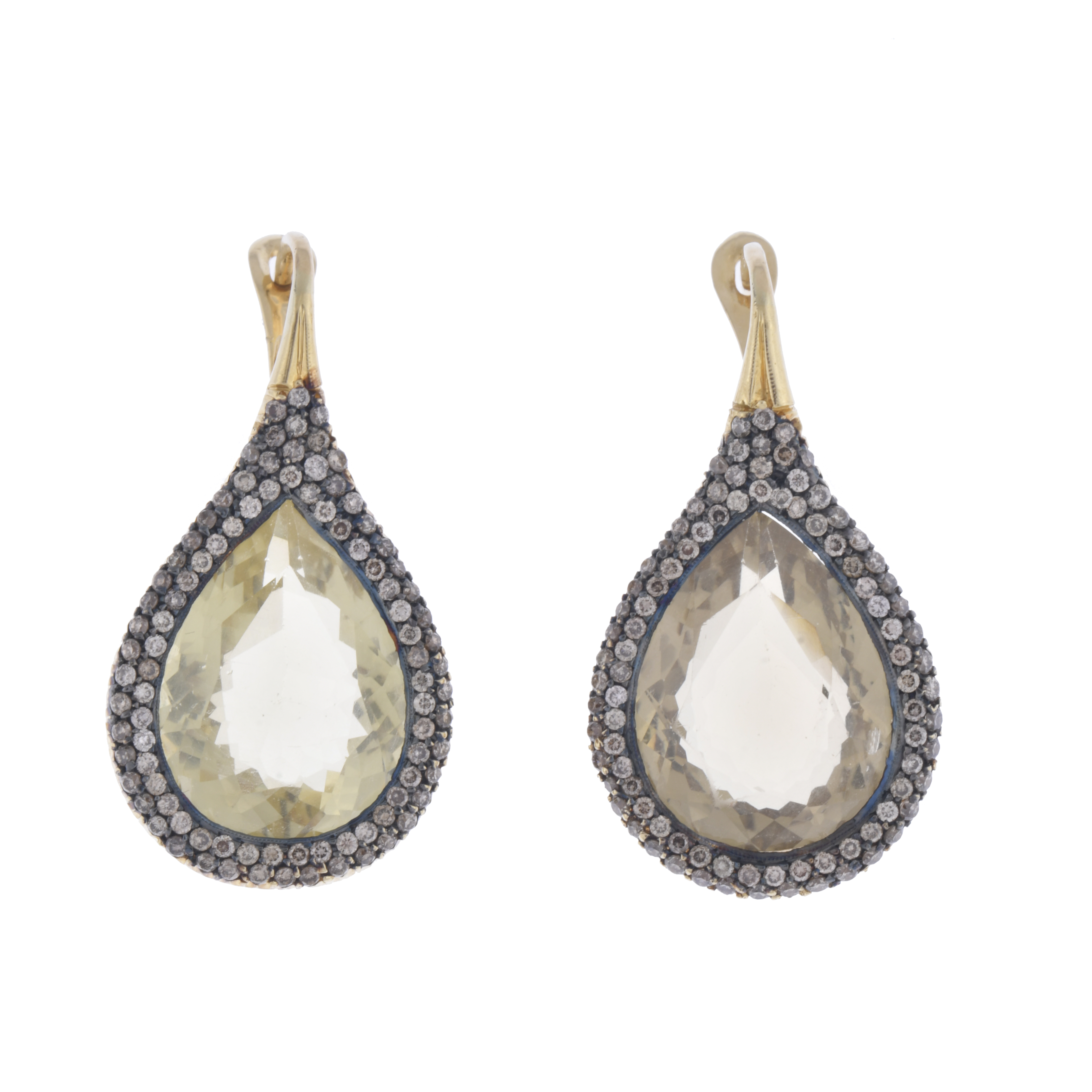 Pendientes con cuarzo citrino y diamantes