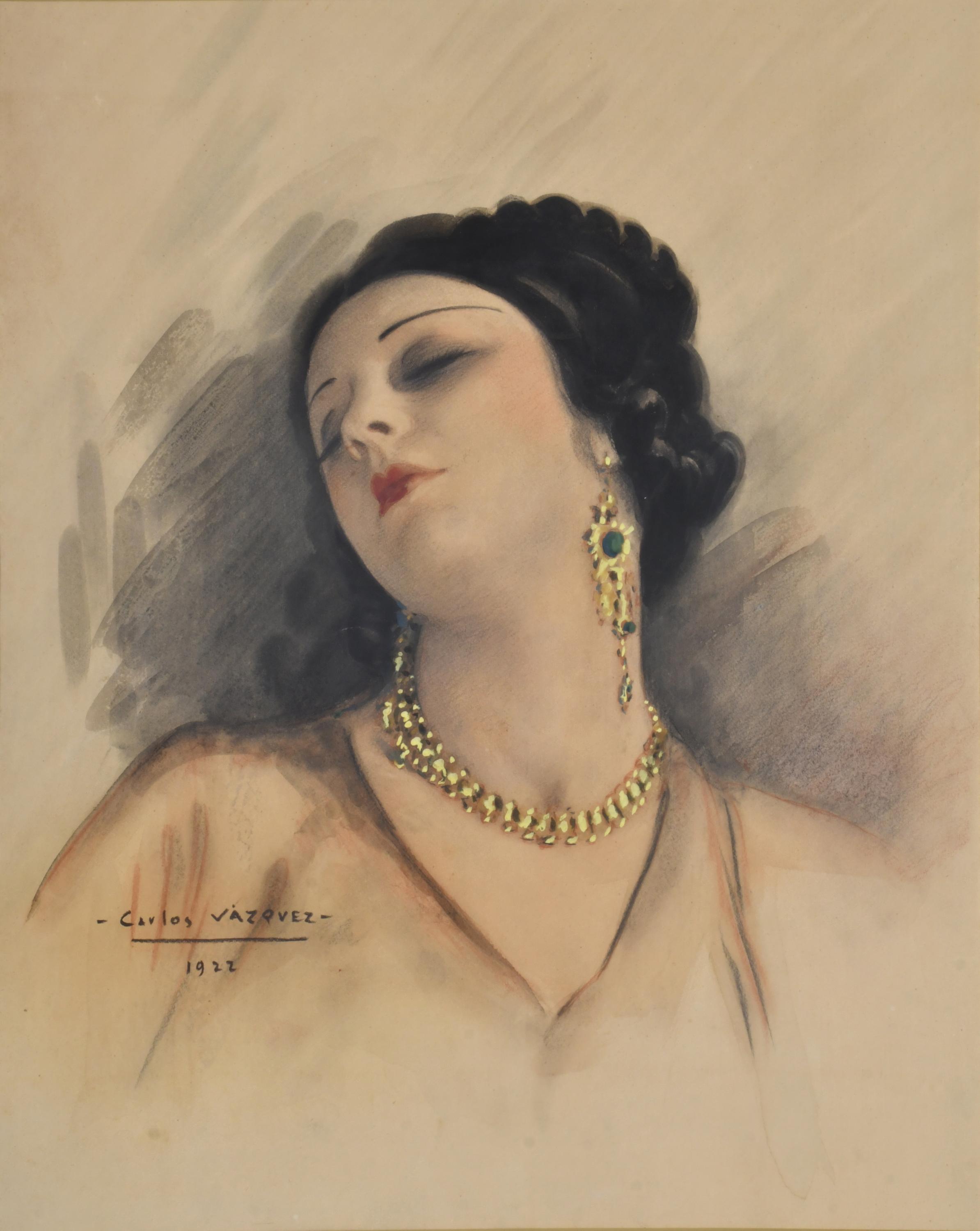 CARLOS VÁZQUEZ (1869-1944) "Retrato dama", 1922.