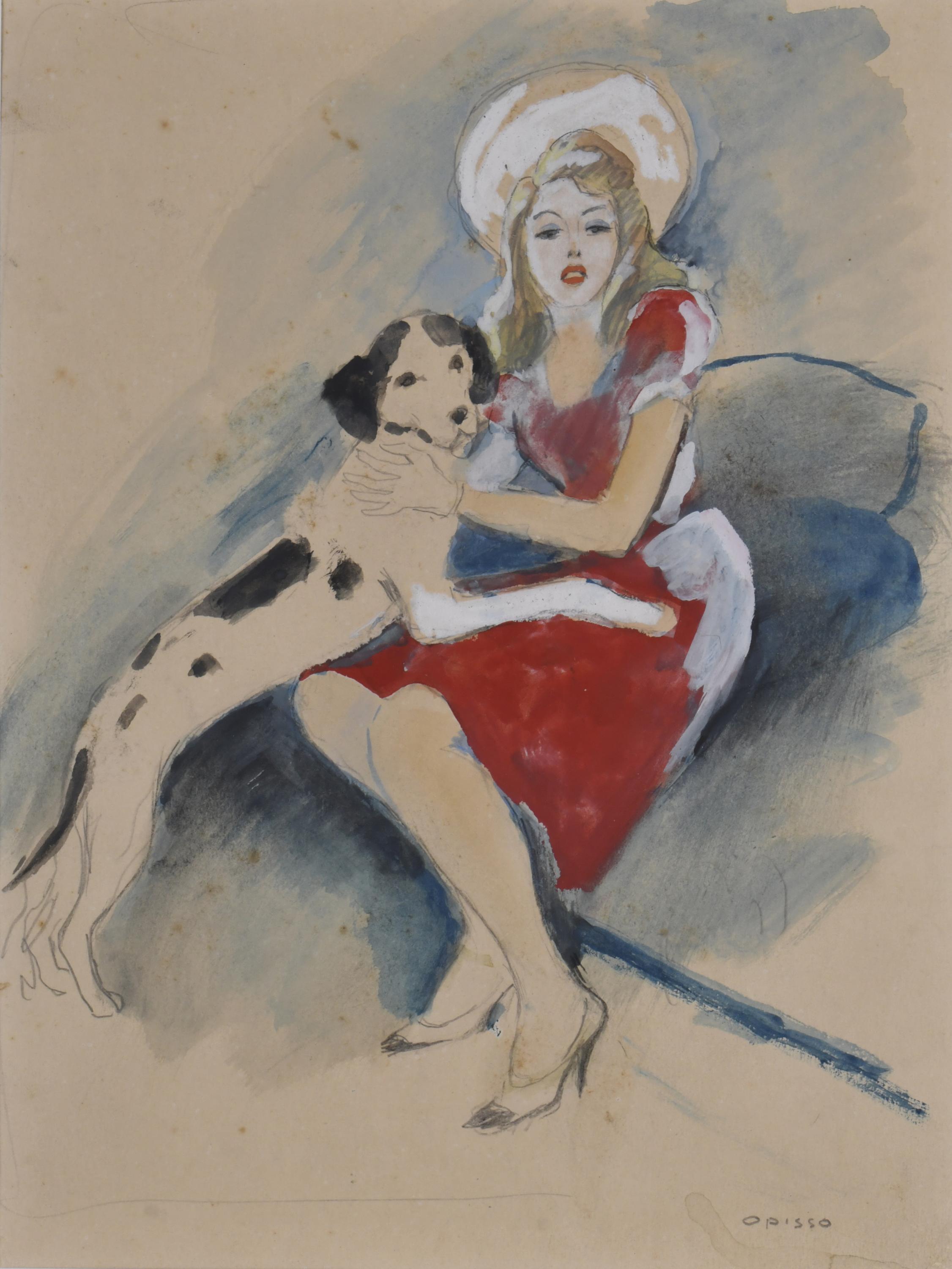 RICARD OPISSO (1880-1966). "La chica del vestio rojo".
