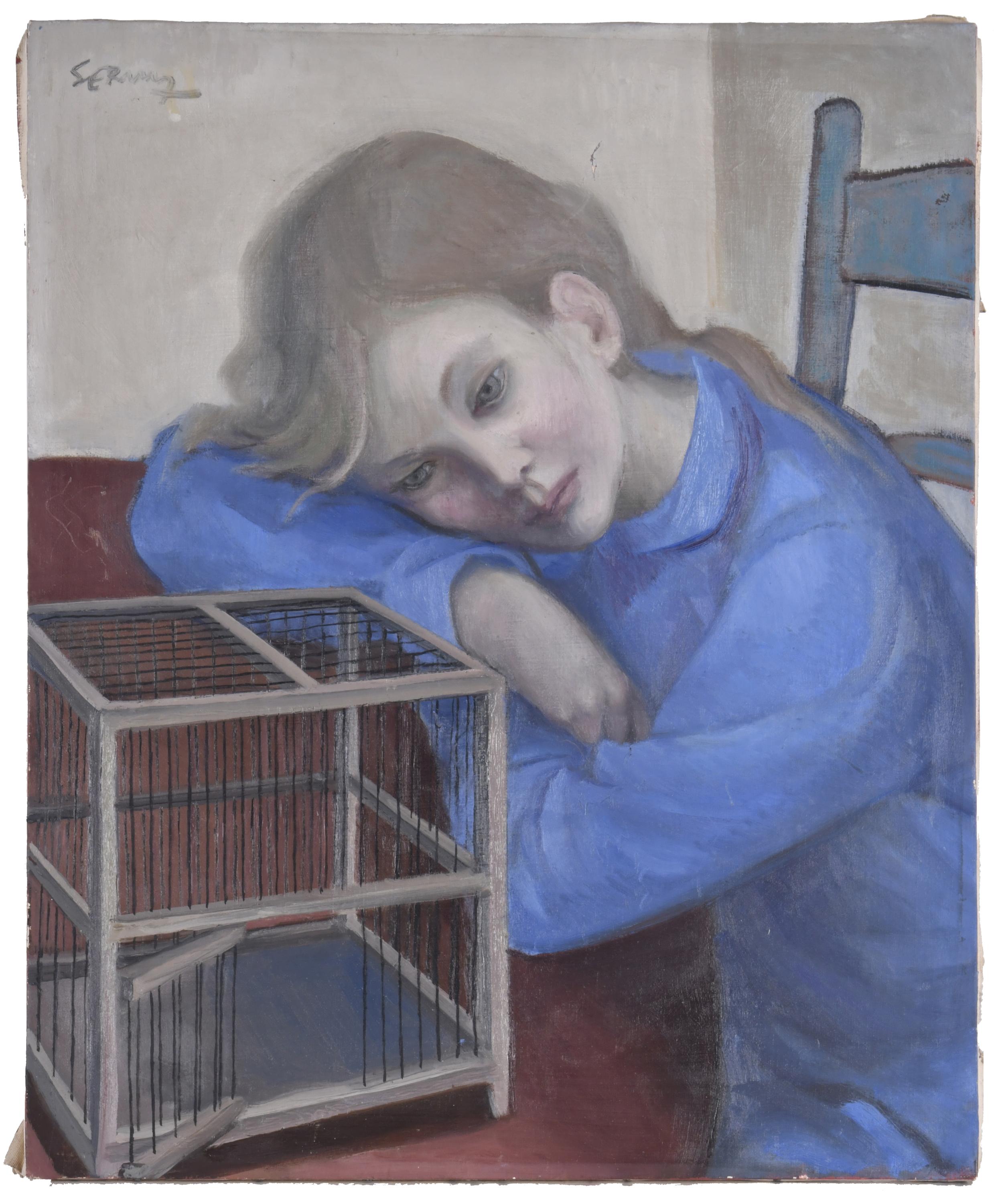SERNY (1908-1995). "Chica con jaula", 1976.