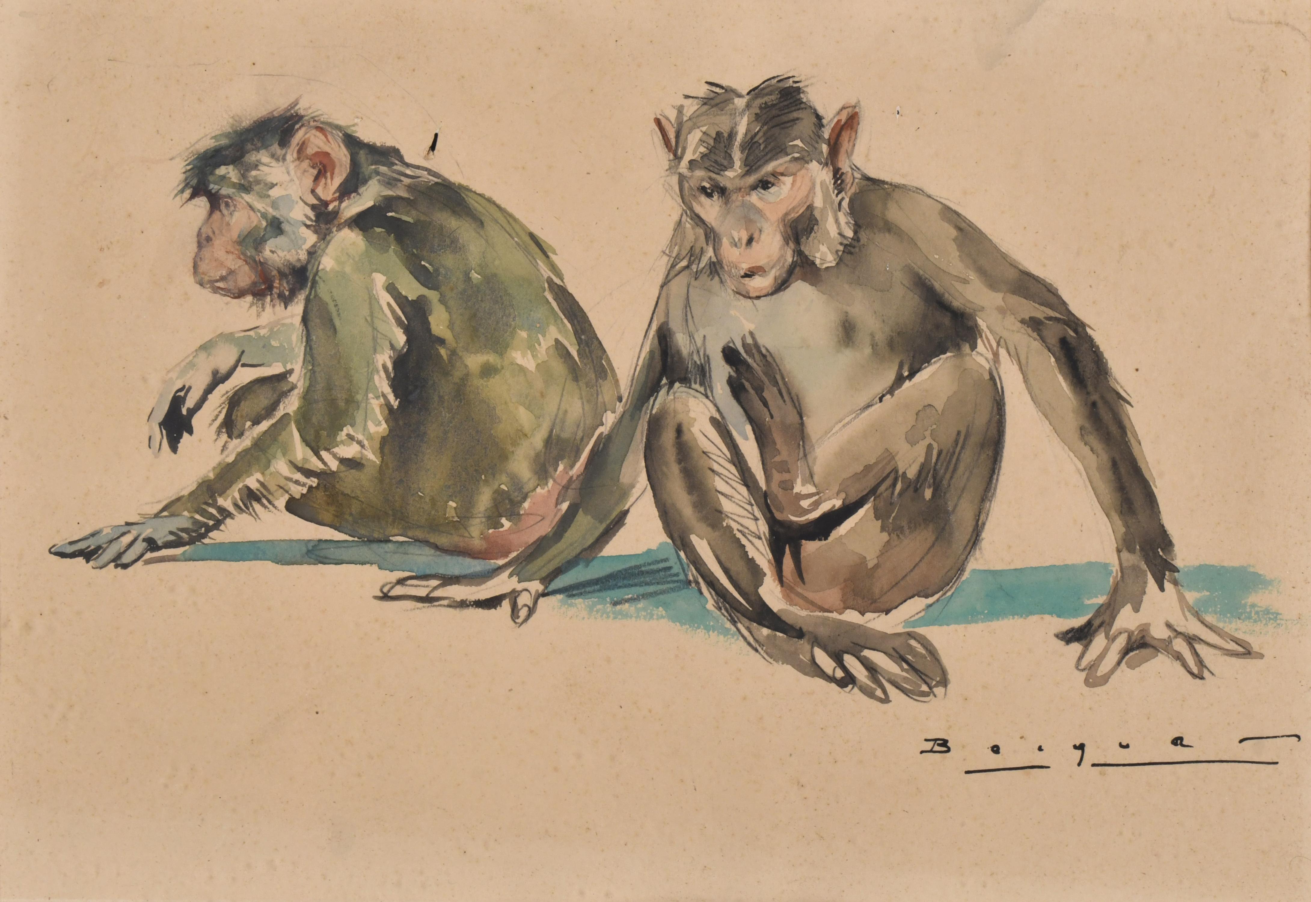 CARLOS BECQUER DOMINGUEZ (1889-1968).  "Monos".
