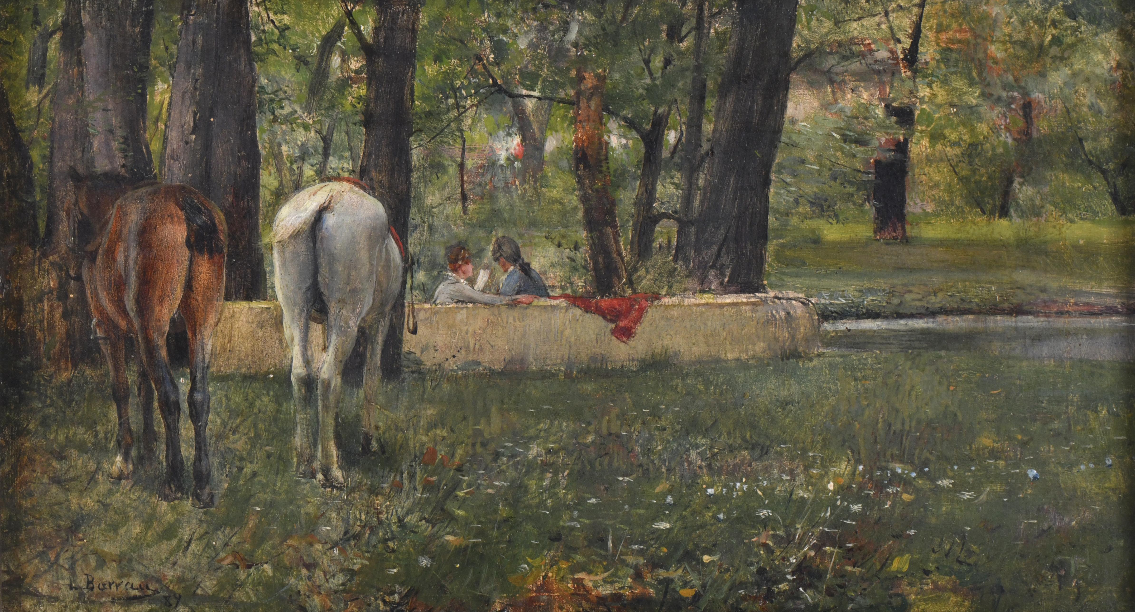 LAUREÀ BARRAU BUÑOL (1864-1957) "Paisaje con caballos y fig