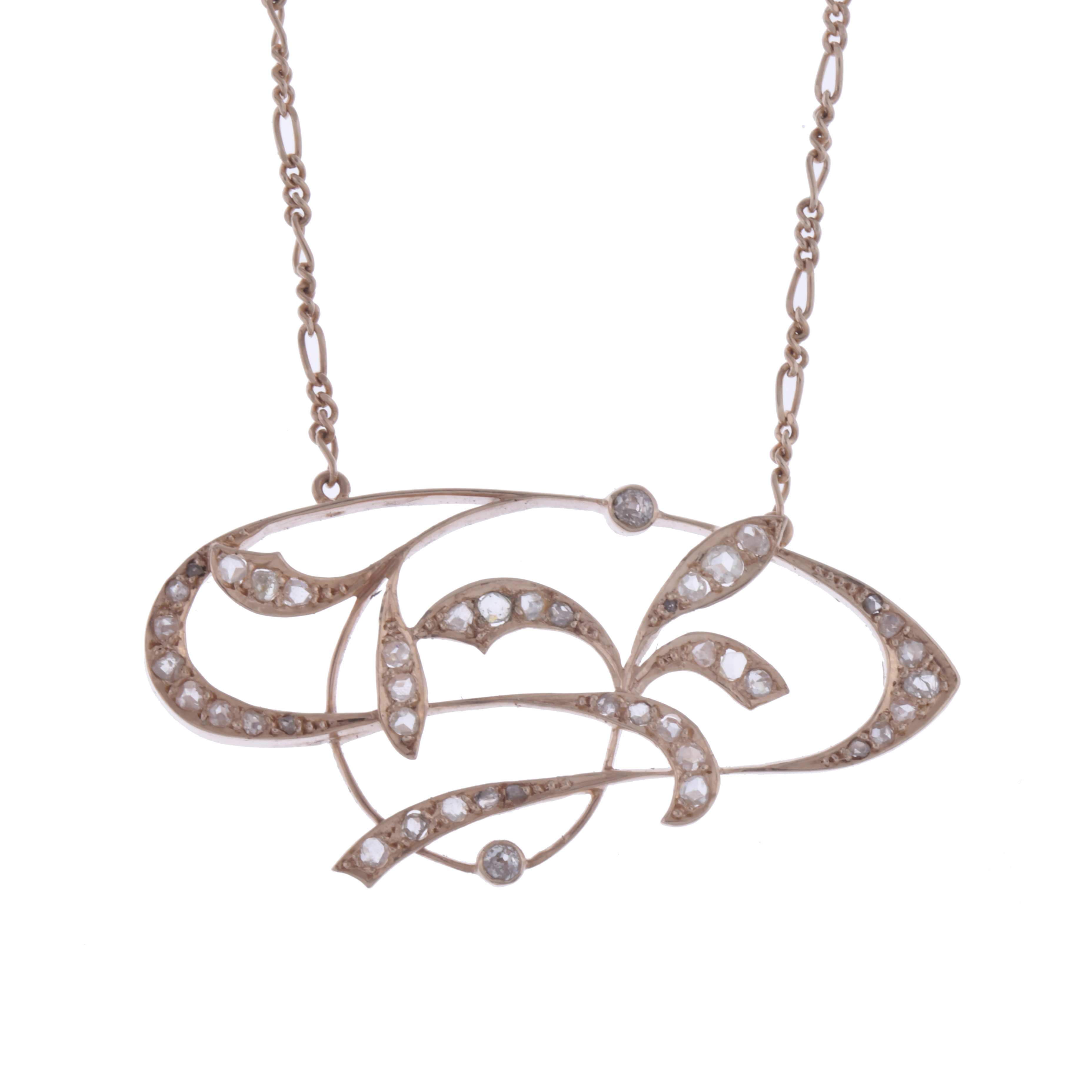 Collar colgante estilo modernista con diamantes.
