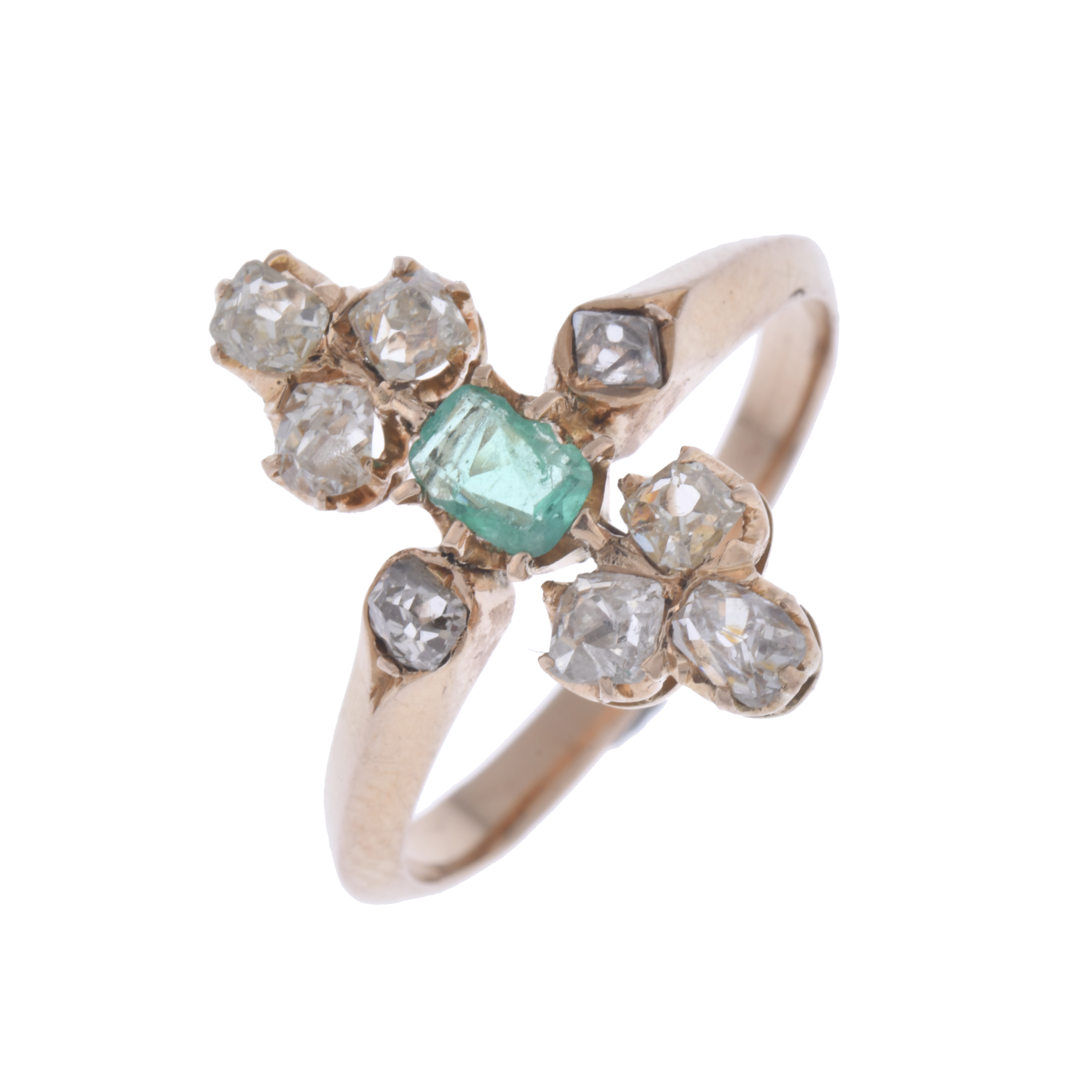 Anillo lanzadera con morganita y diamantes