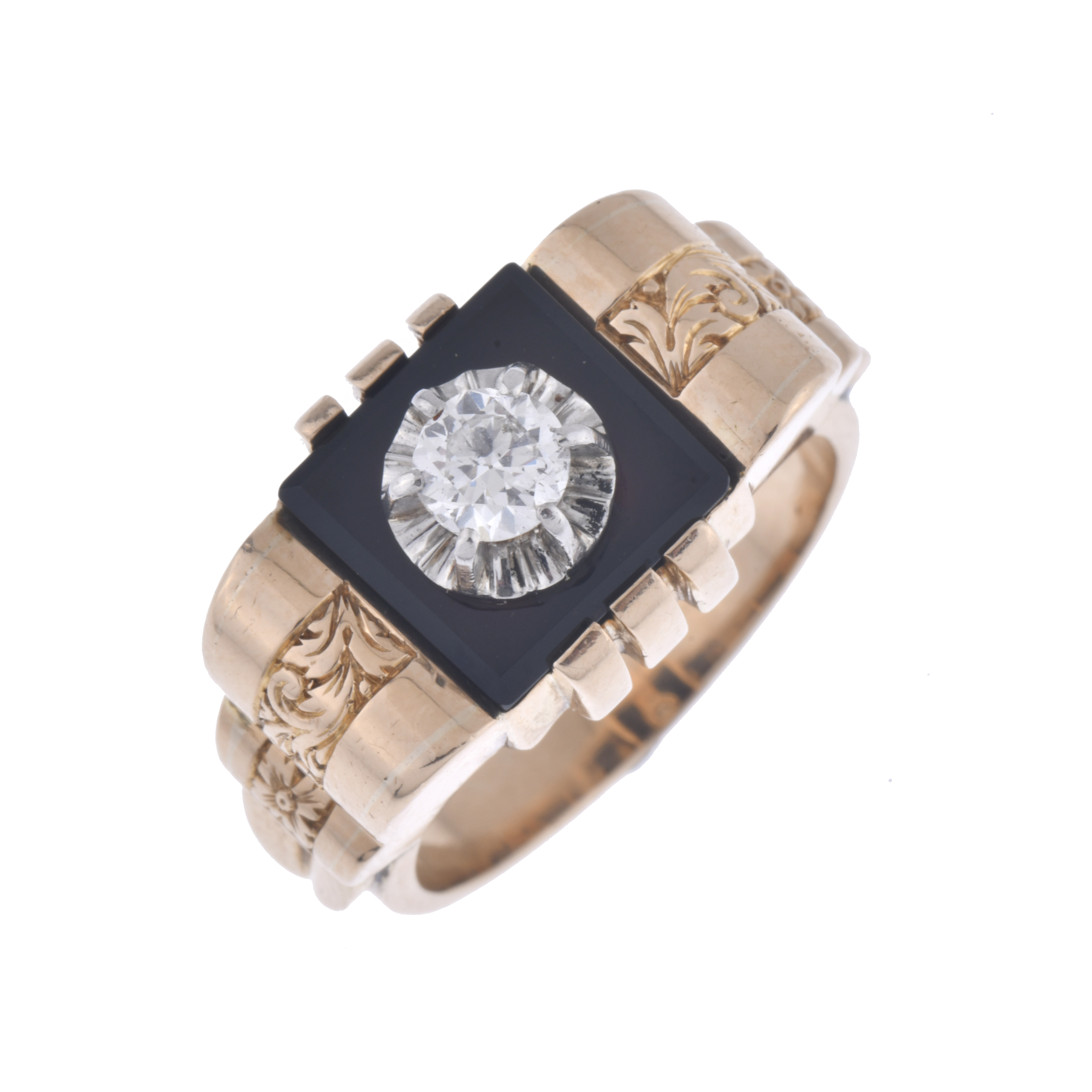 Anillo con ónix y diamante.