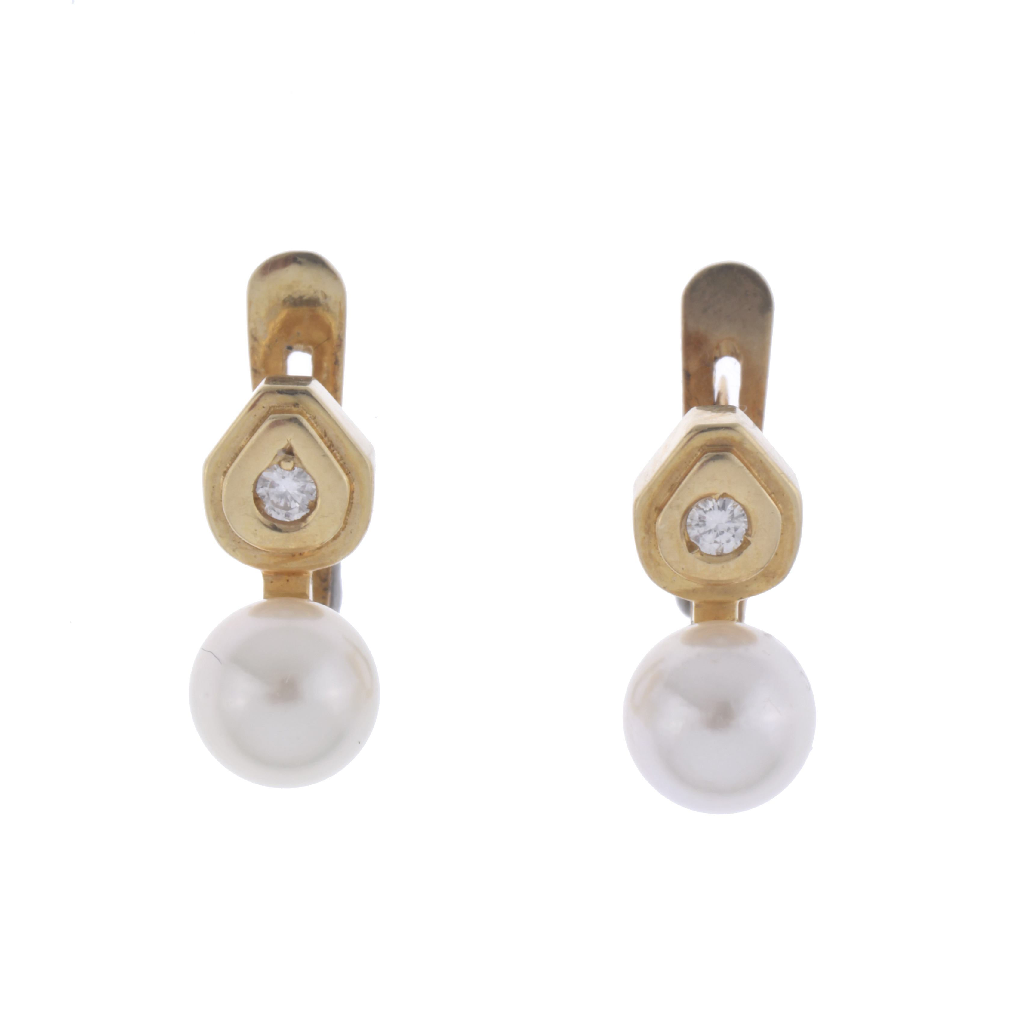 Pendientes tu y yo con perla y diamantes.