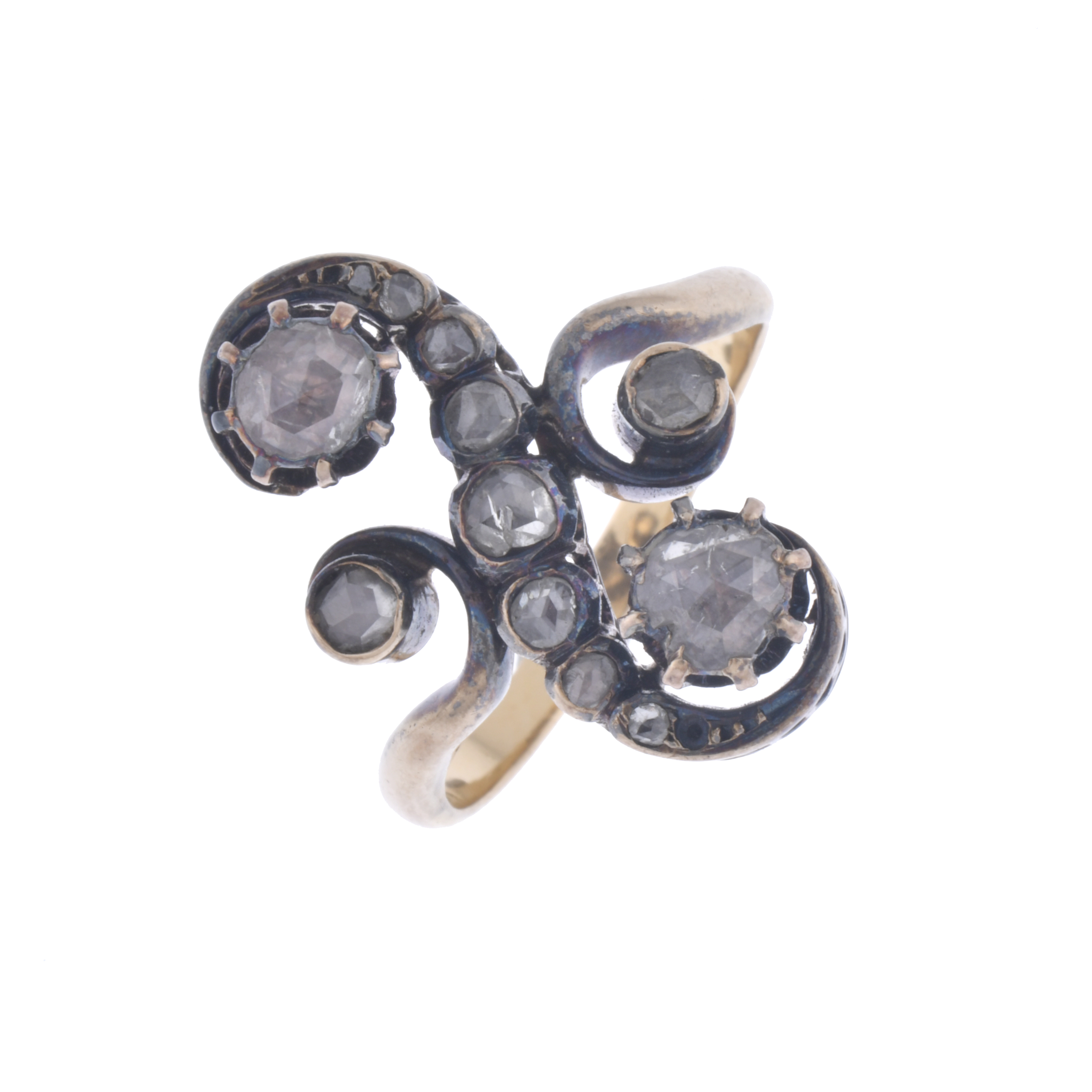 Art Nouveau ring with diamonds.