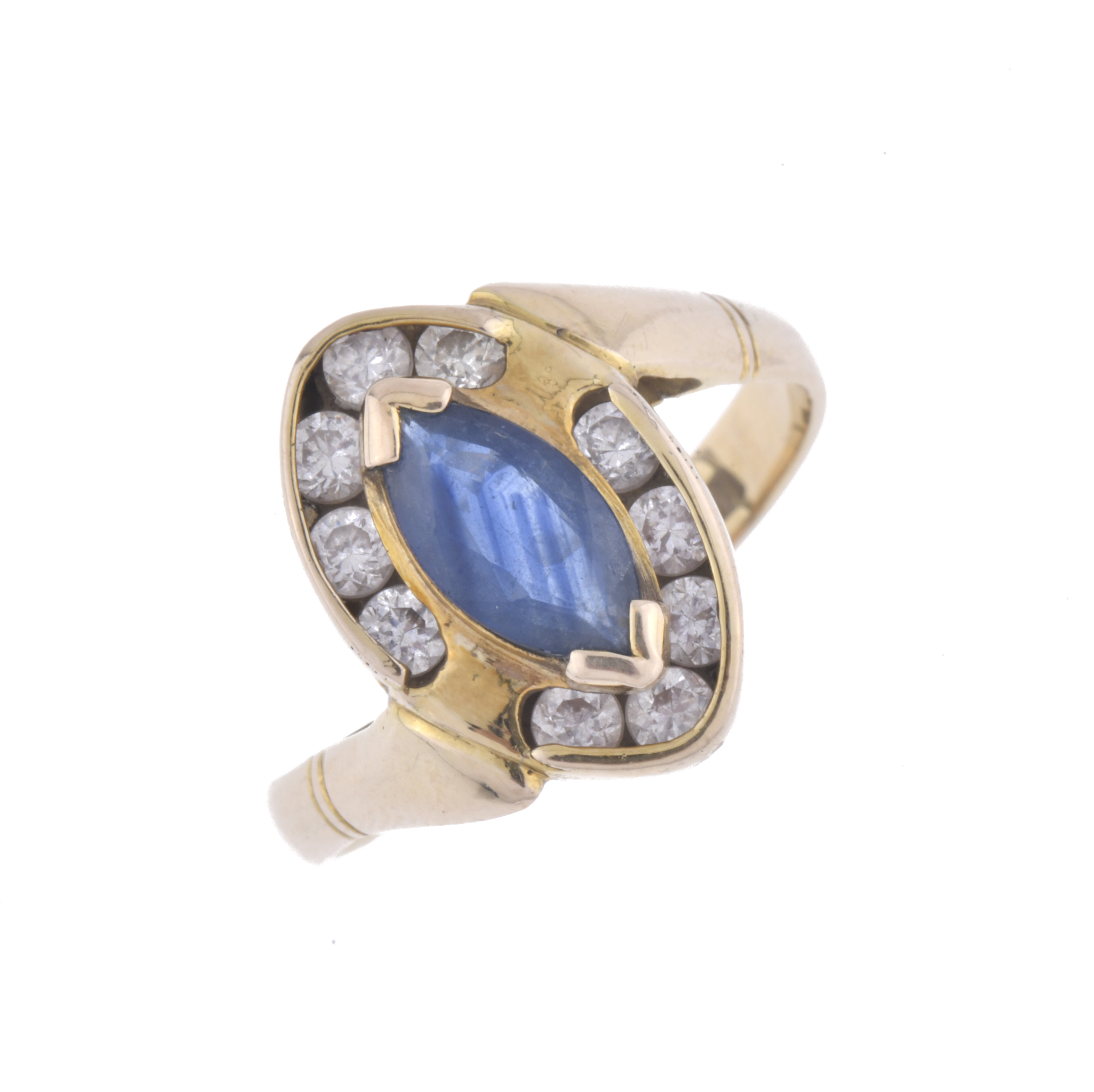 Anillo lanzadera con zafiro y circonitas