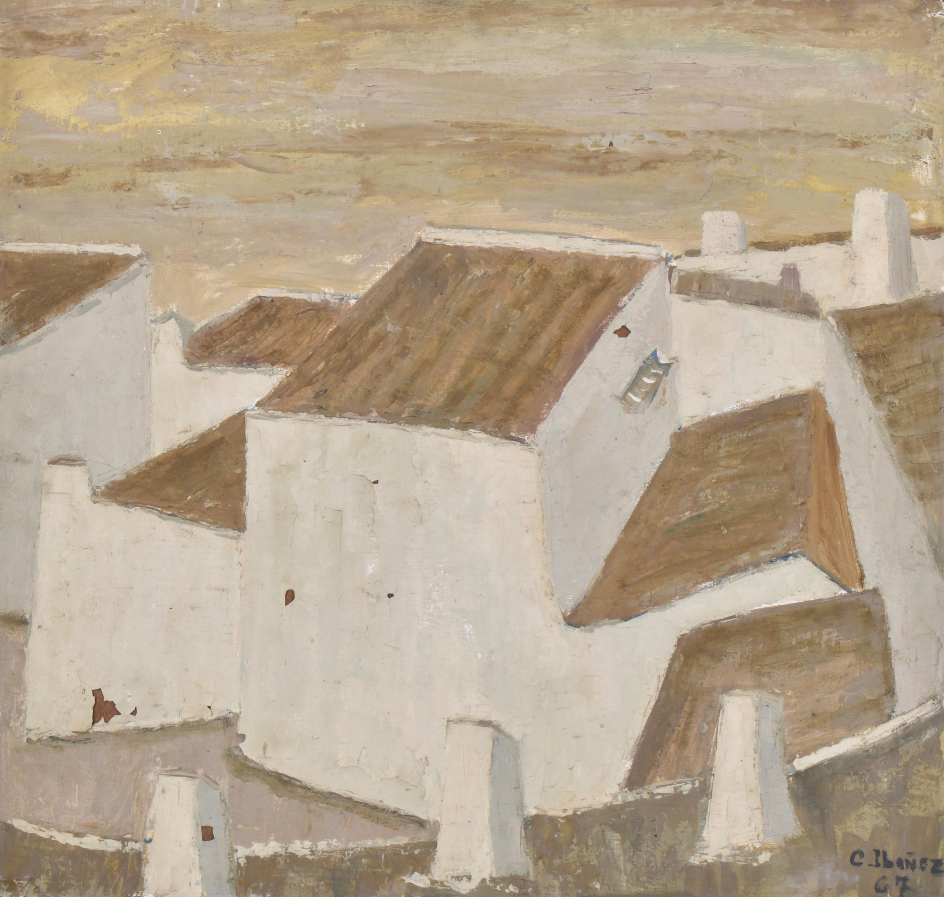 CONCHA IBAÑEZ (1929). &#39;Landscape with houses&#39;, 1967.