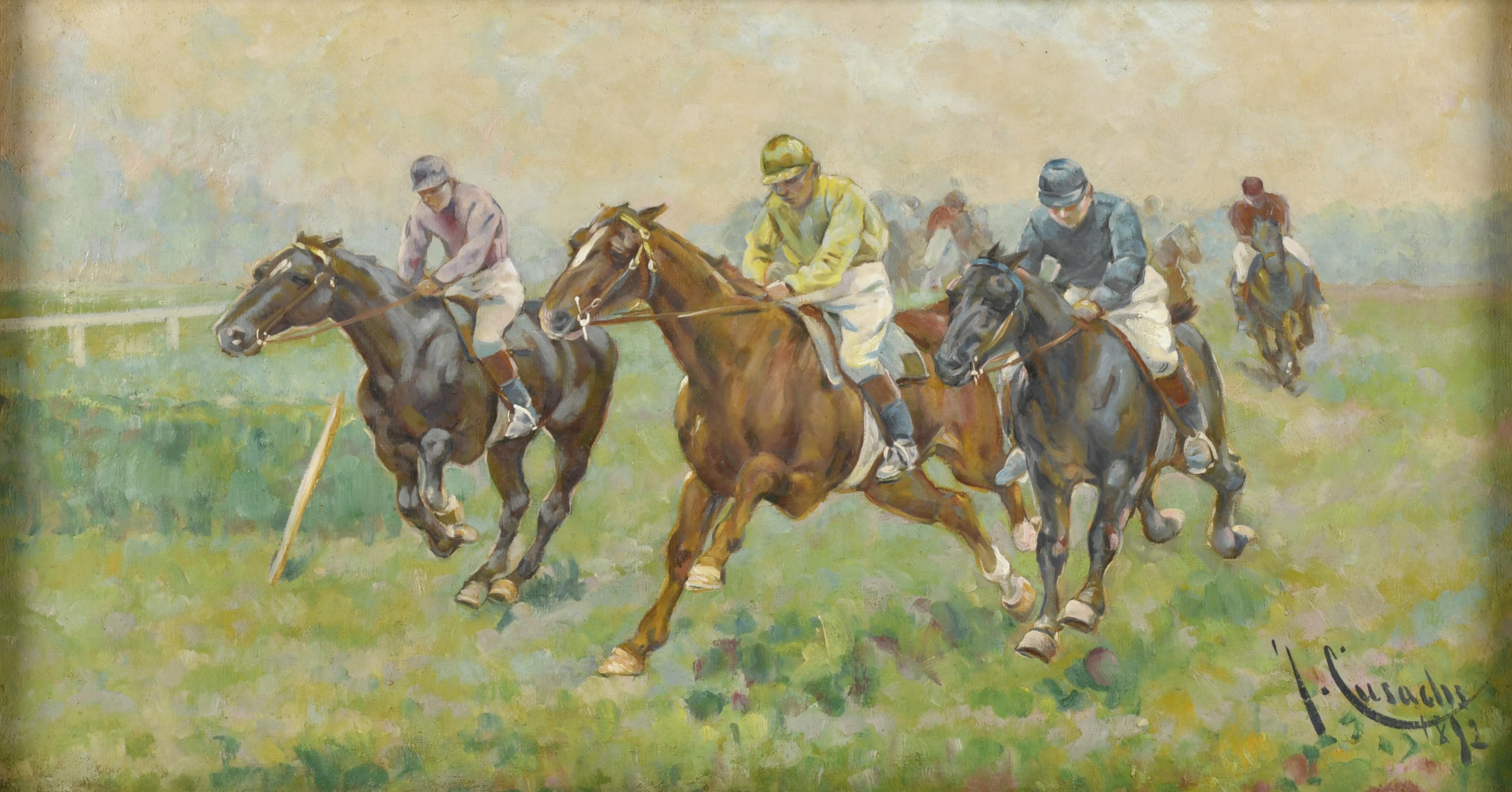 ESCUELA ESPAÑOLA, SIGLO XIX-XX. "Carrera caballos", a parti