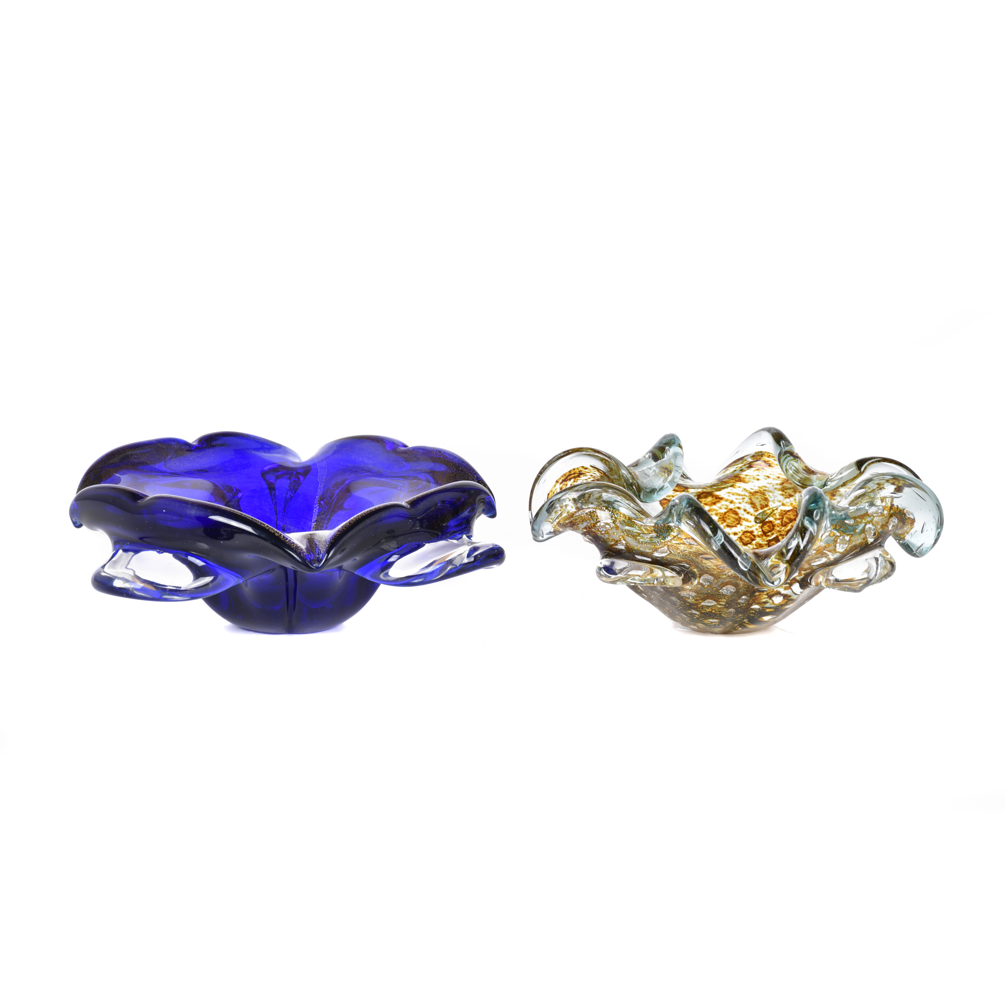 Pareja de ceniceros en cristal murano, siglo XX.