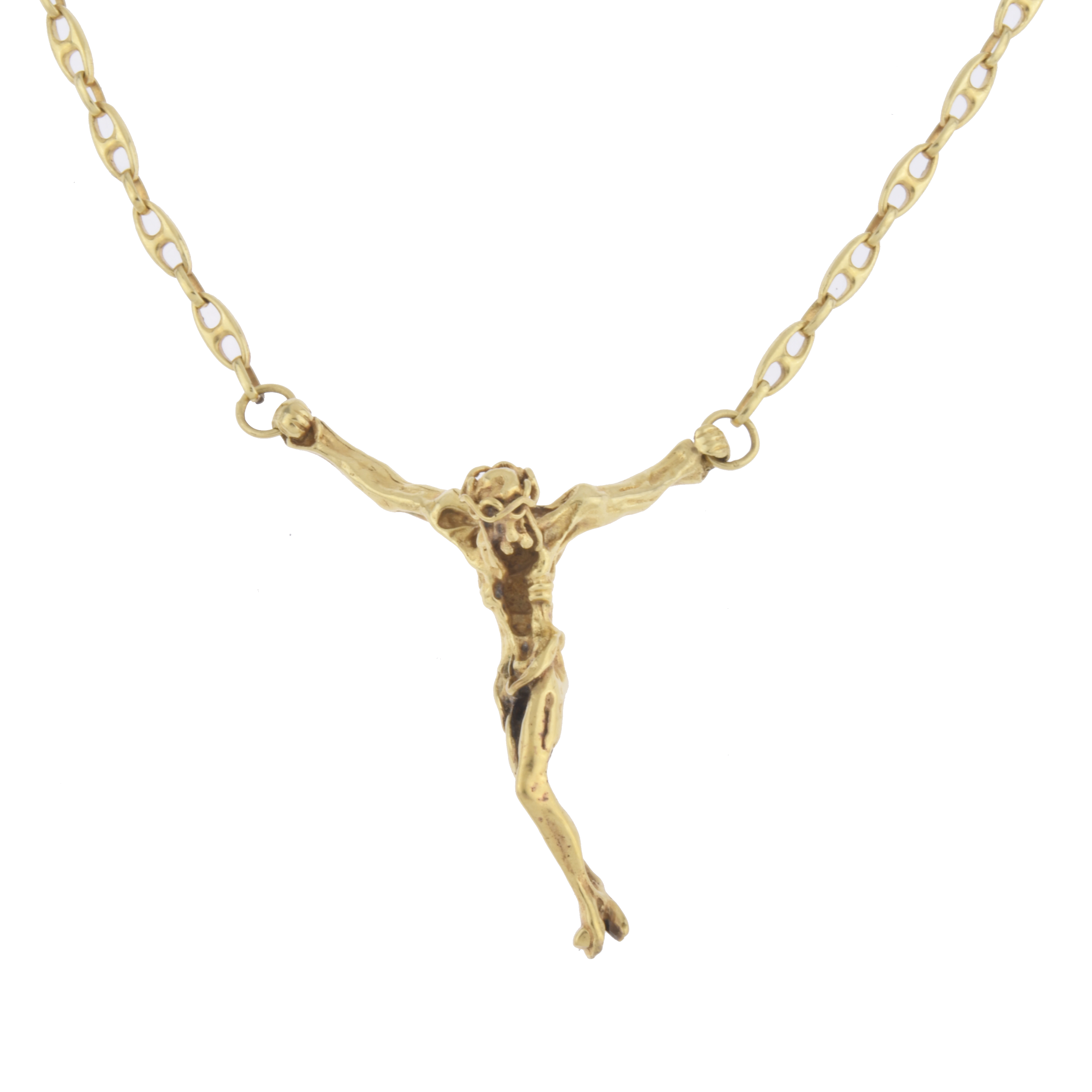 Colgante en forma de Cristo y cadena de eslabones.