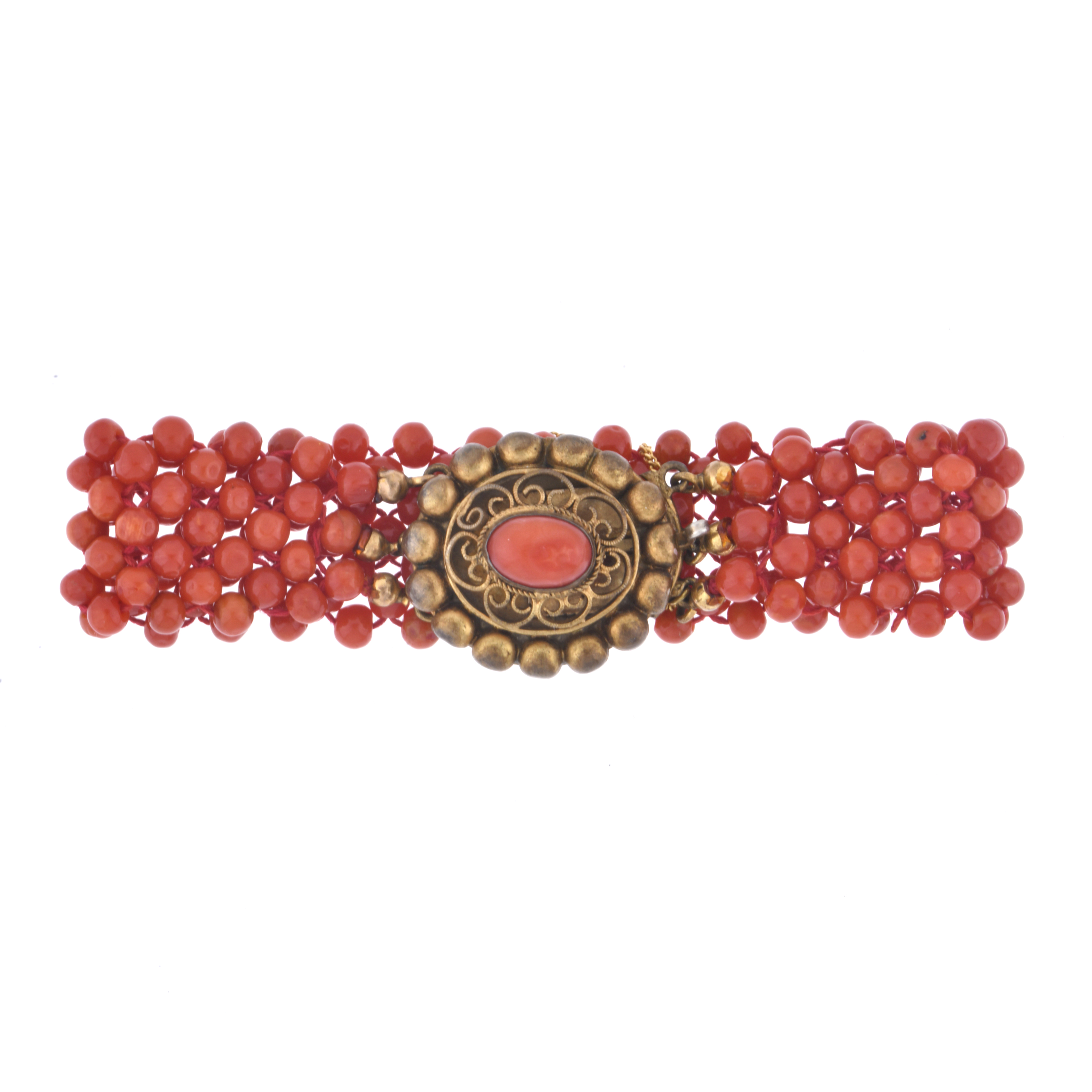 Pulsera de principios del s. XX con cuentas de coral rojo.