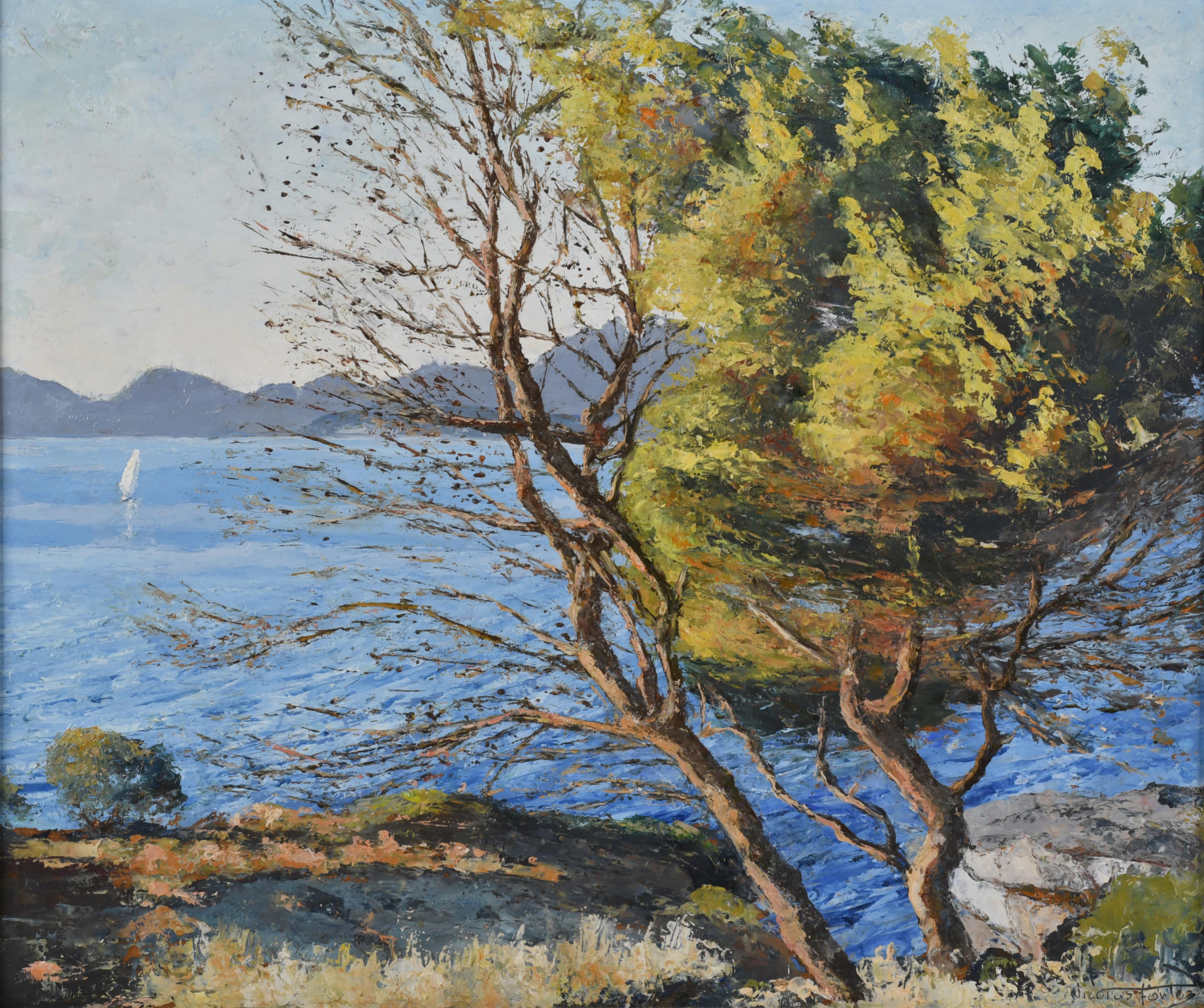 NICOLAS FORTEZA (1918-2010).  "Pinos en la orilla".