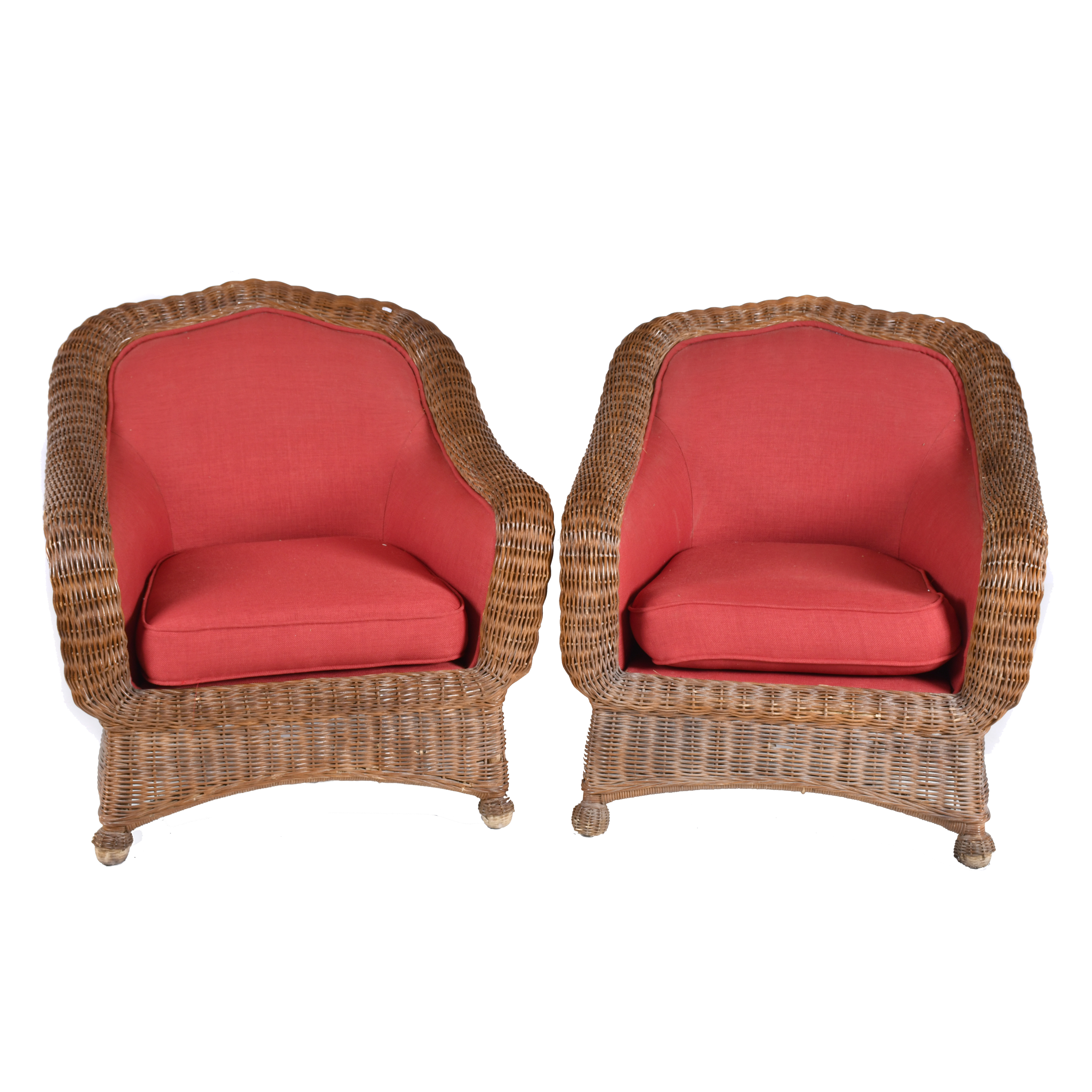 Pareja de sillones en enea, siglo XX. 