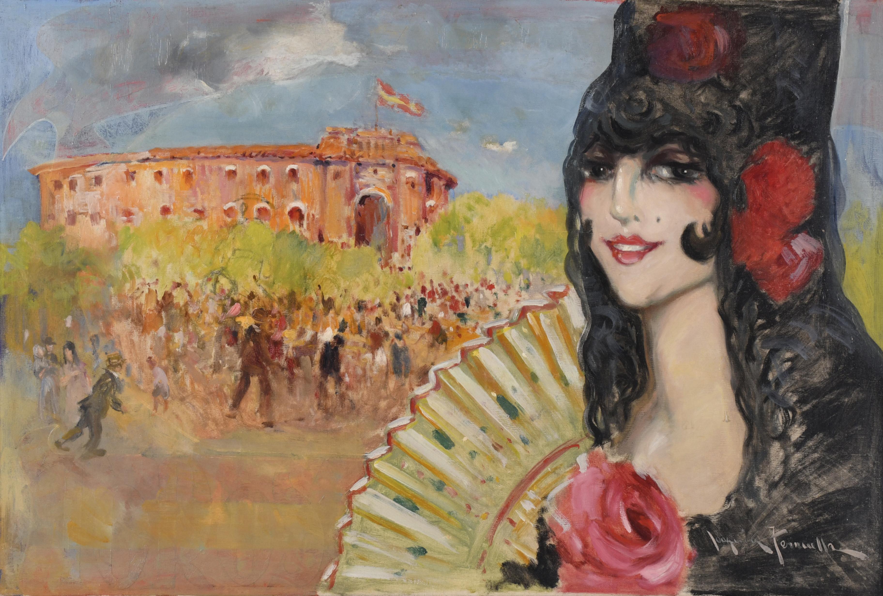 JOAQUIM TERRUELLA MATILLA (1891-1957). "Plaza de toros y mu