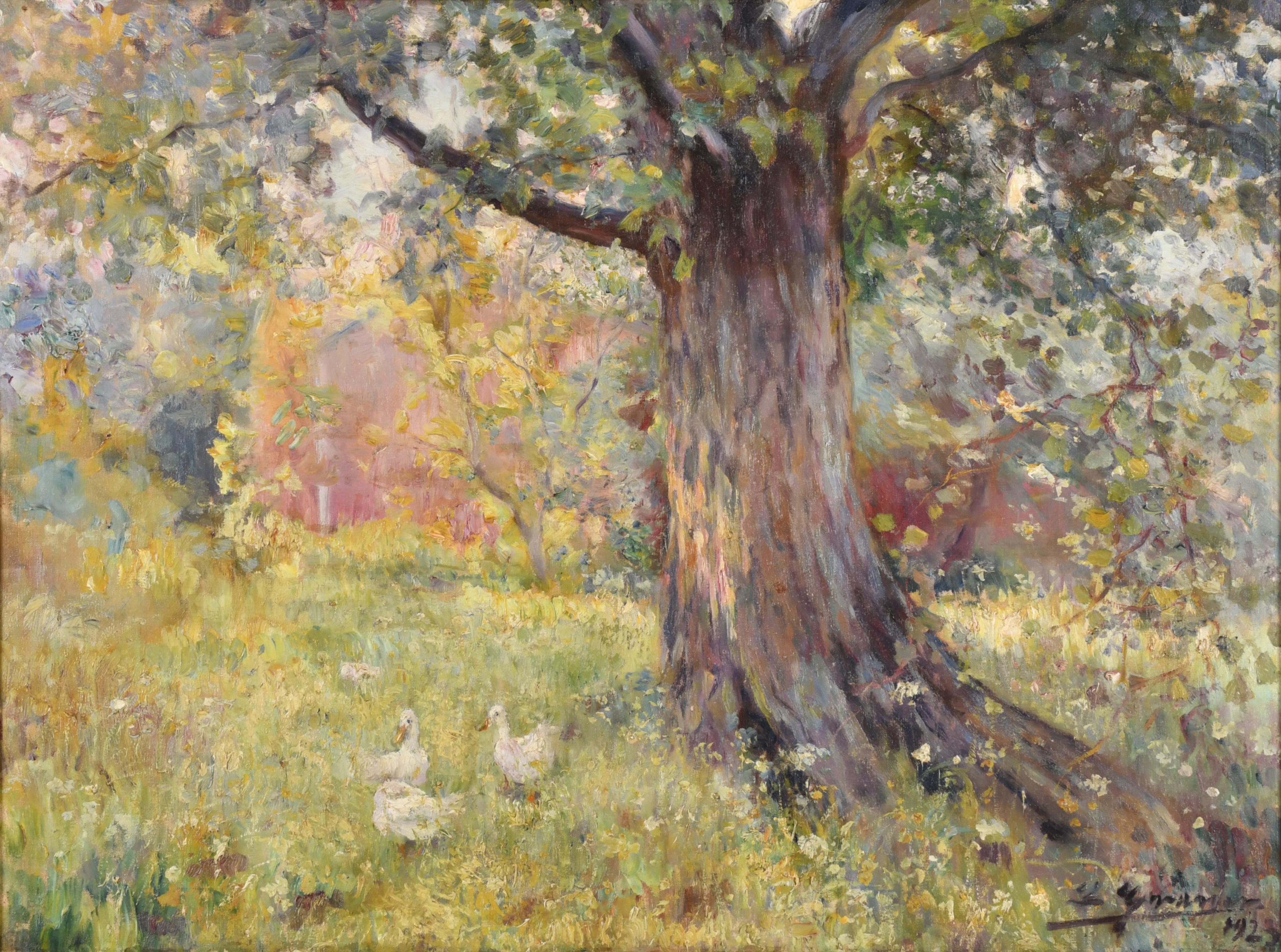 LLUÍS GRANER (1863-1929) "Paisaje con patos", 1923.