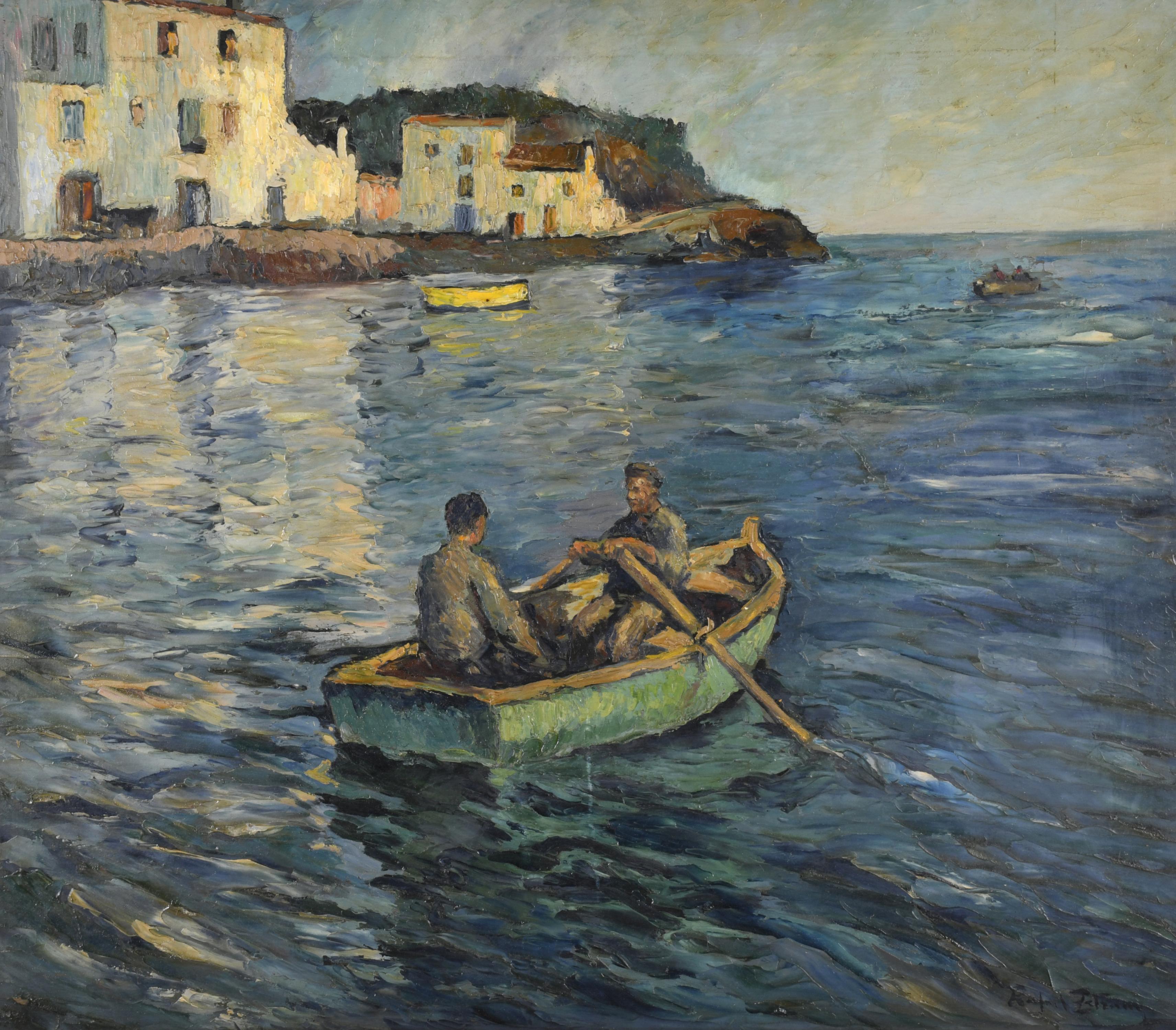 RAFAEL ESTRANY Y ROS (1884-1958). "Pescadores en la barca".
