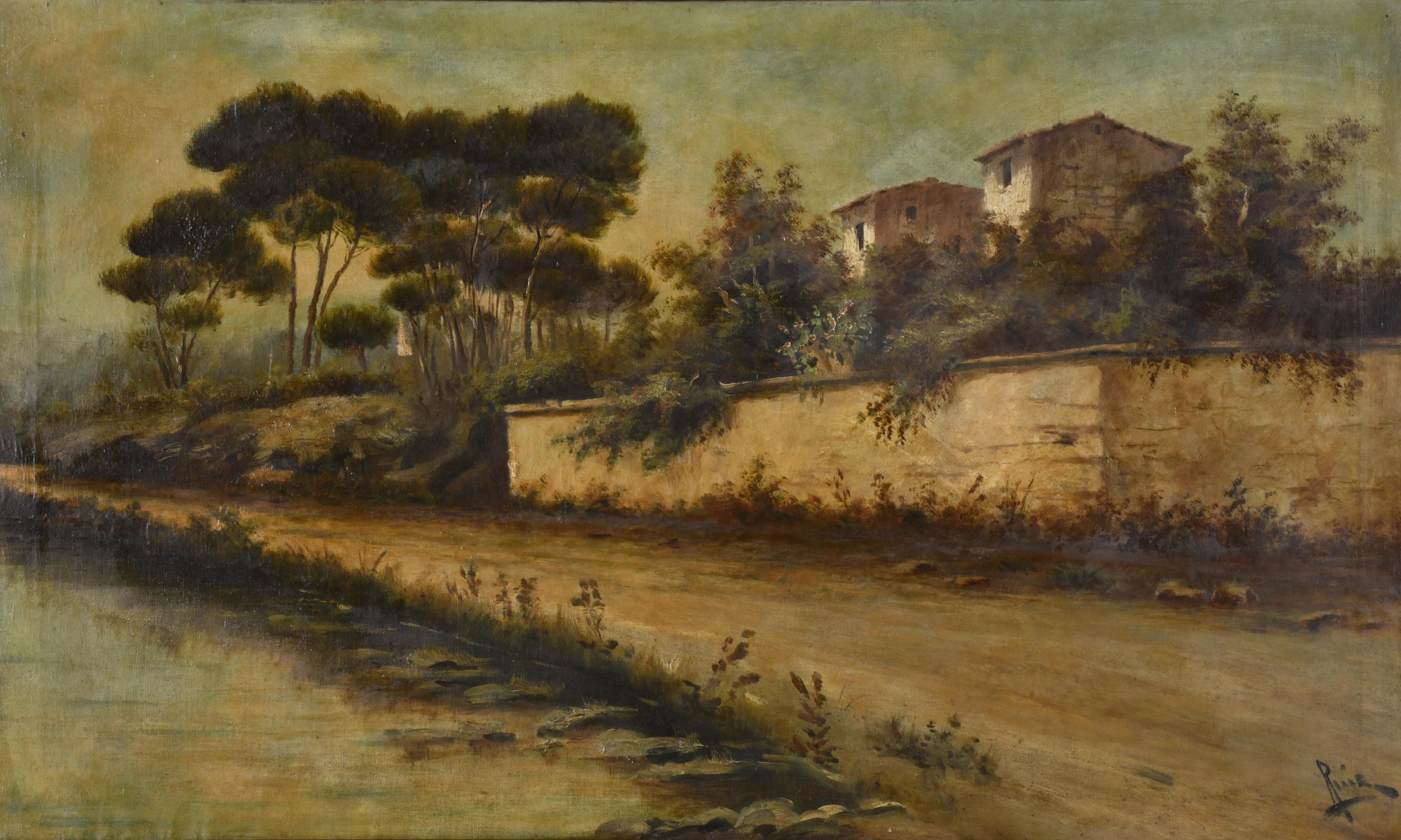 EARLY 20TH CENTURY SPANISH SCHOOL. &#39;Landscape with houses a