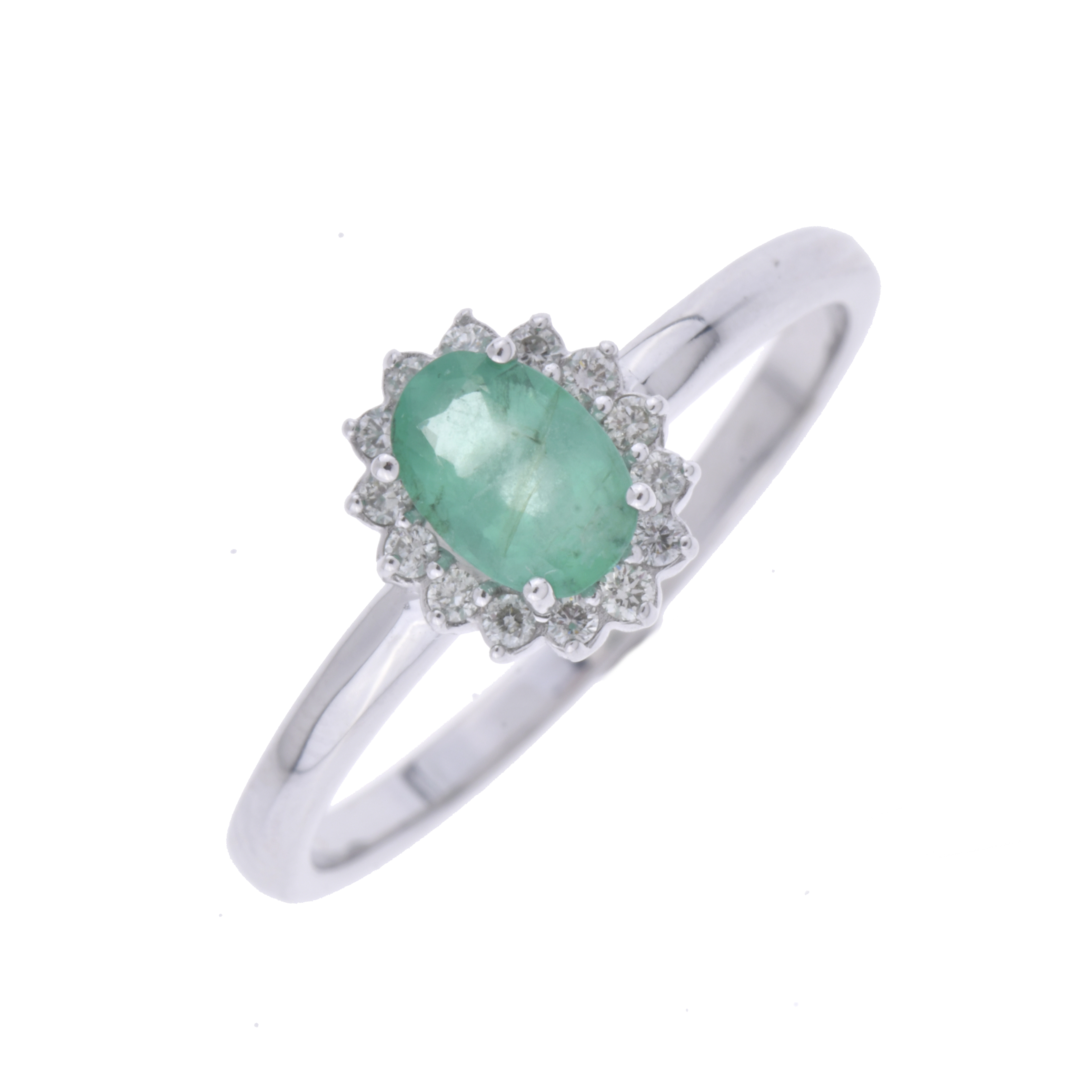 Sortija con esmeralda y rosetón de diamantes.
