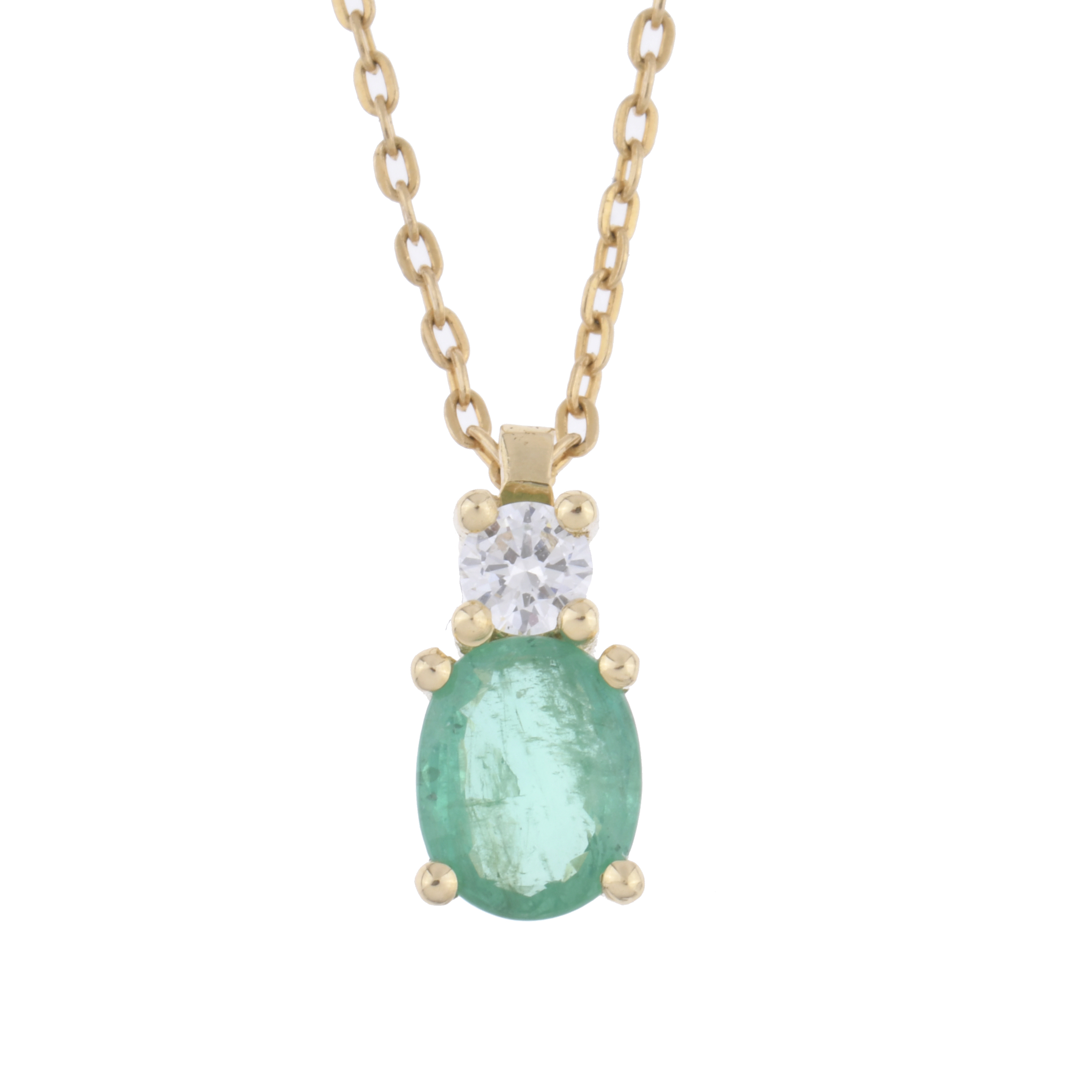 Collar con colgante de esmeralda y diamante