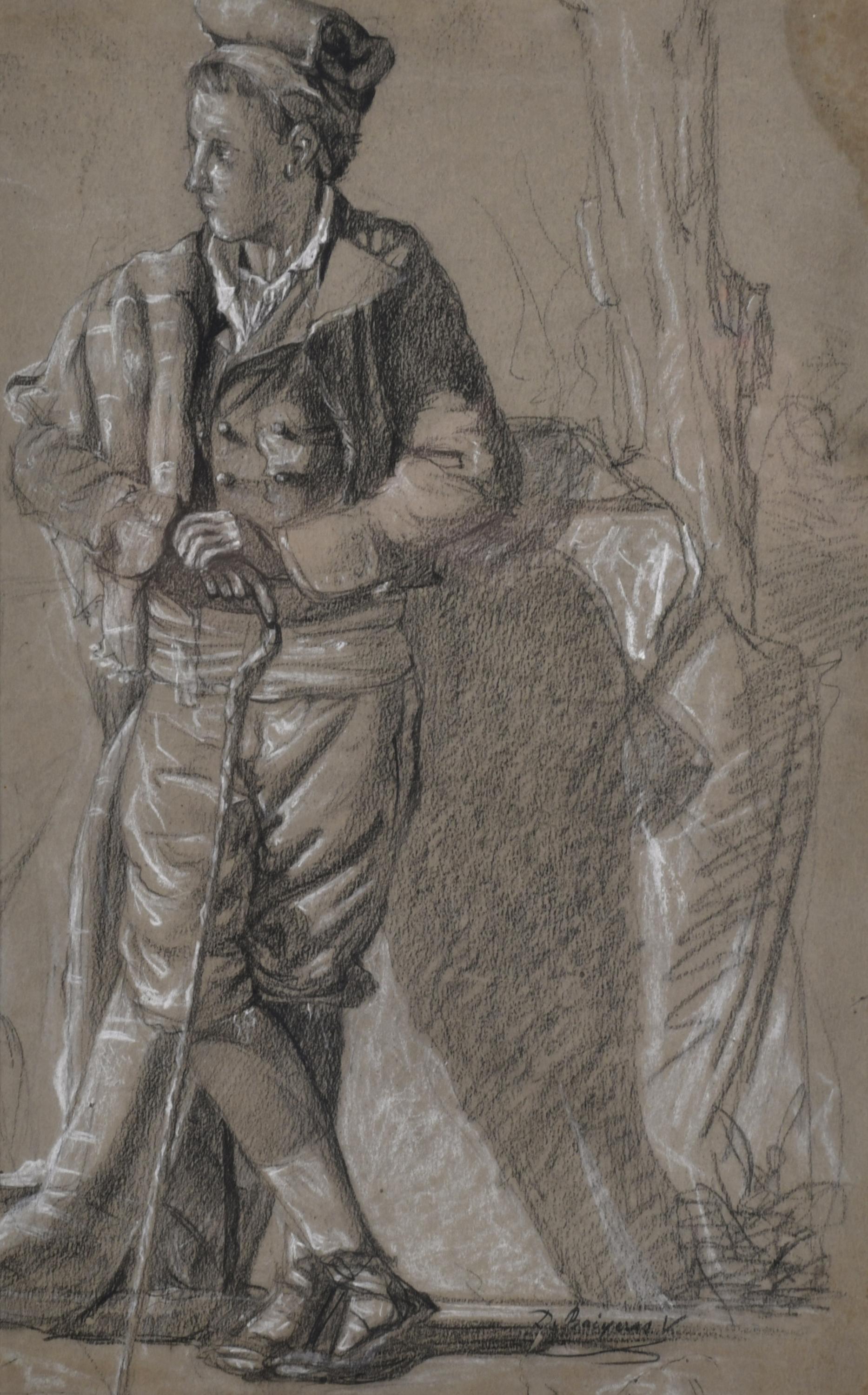 DIONÍS BAIXERAS (1862-1943). "Figura de hombre con barretin