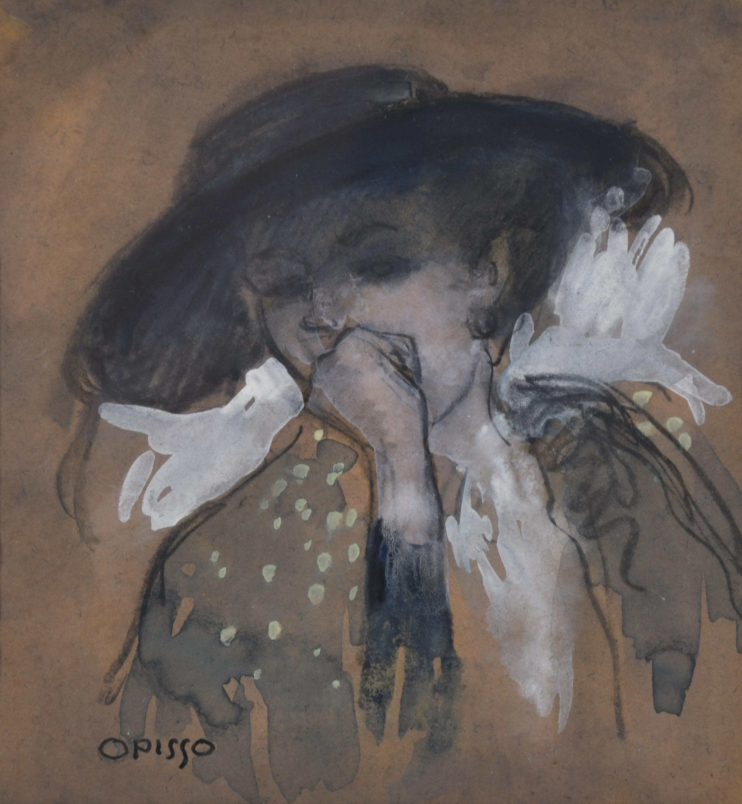 RICARD OPISSO (1880-1966). "Retrato femenino con sombrero".