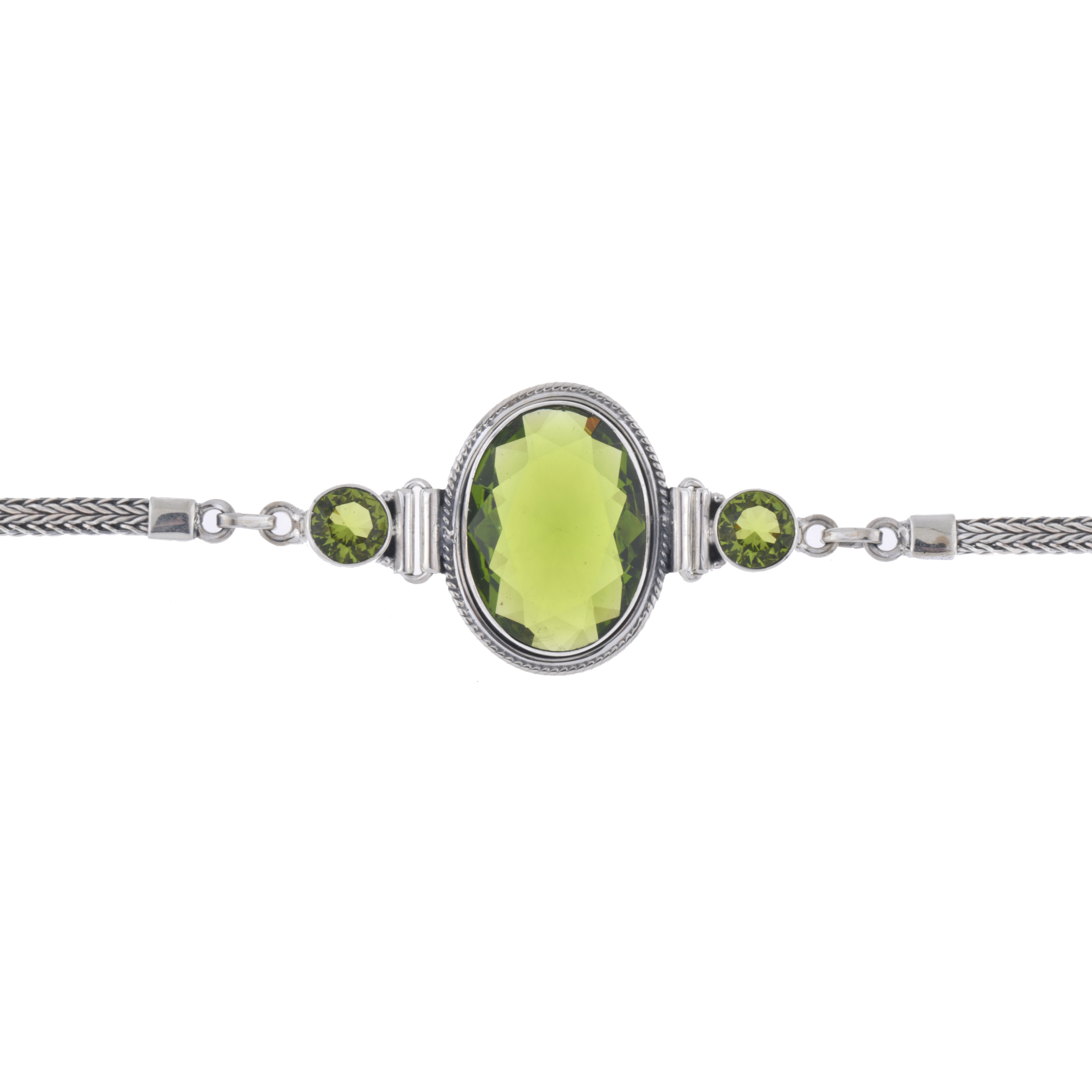 Pulsera flexible con olivinas.