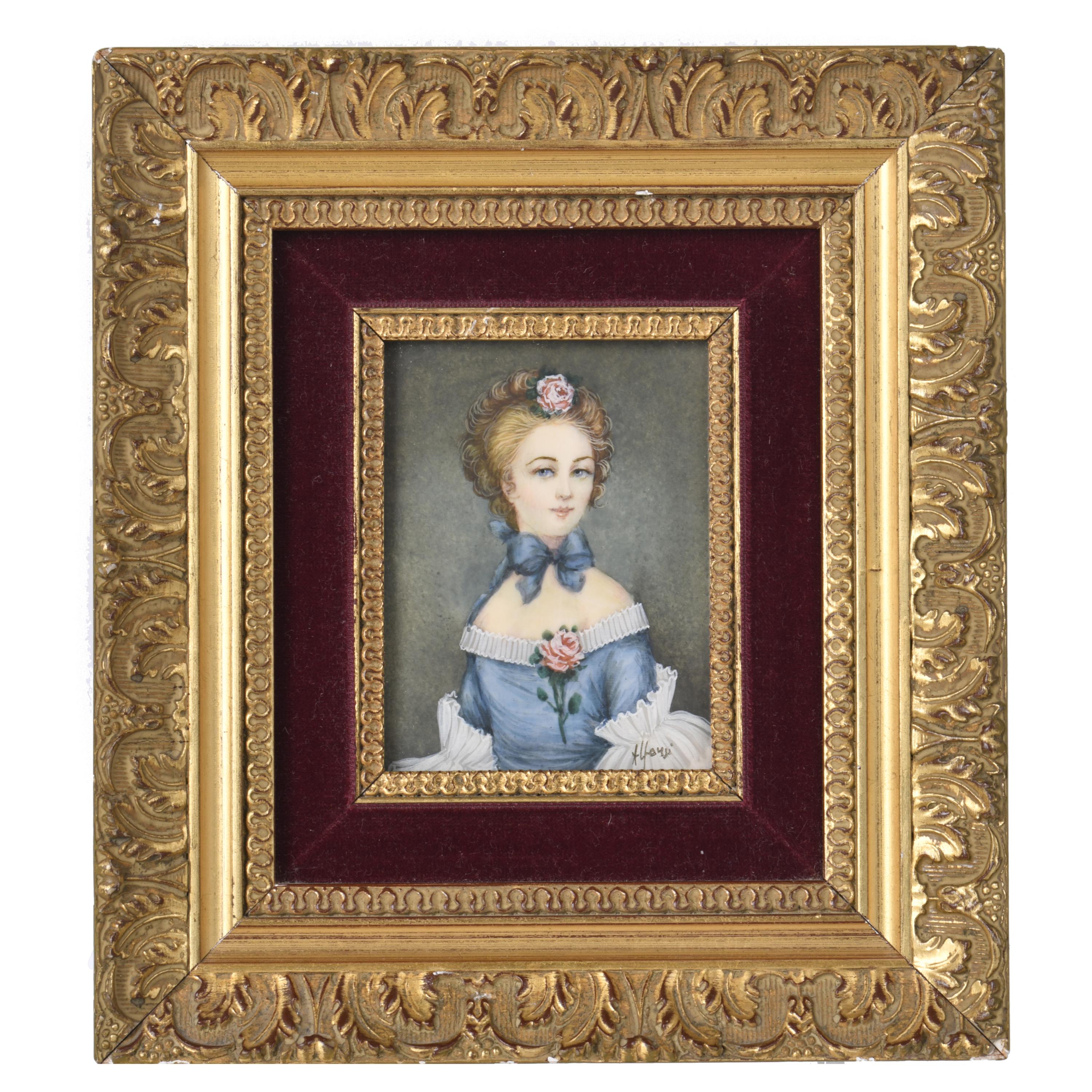 ESCUELA FRANCESA, SIGLO XX.  Miniatura con retrato de una d