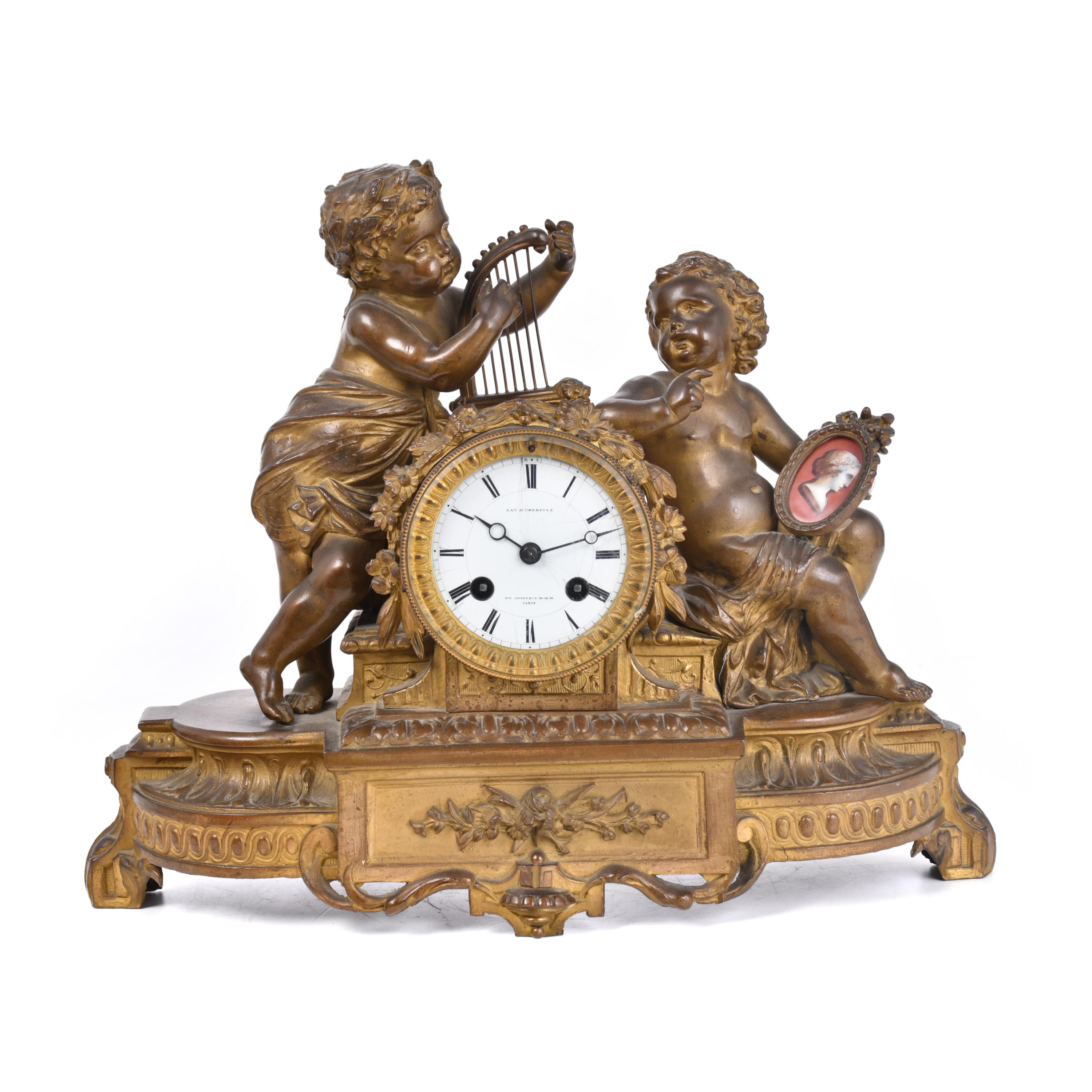 LAY & CHERFILS PARIS. Reloj de sobremesa Napoleón III, fin.