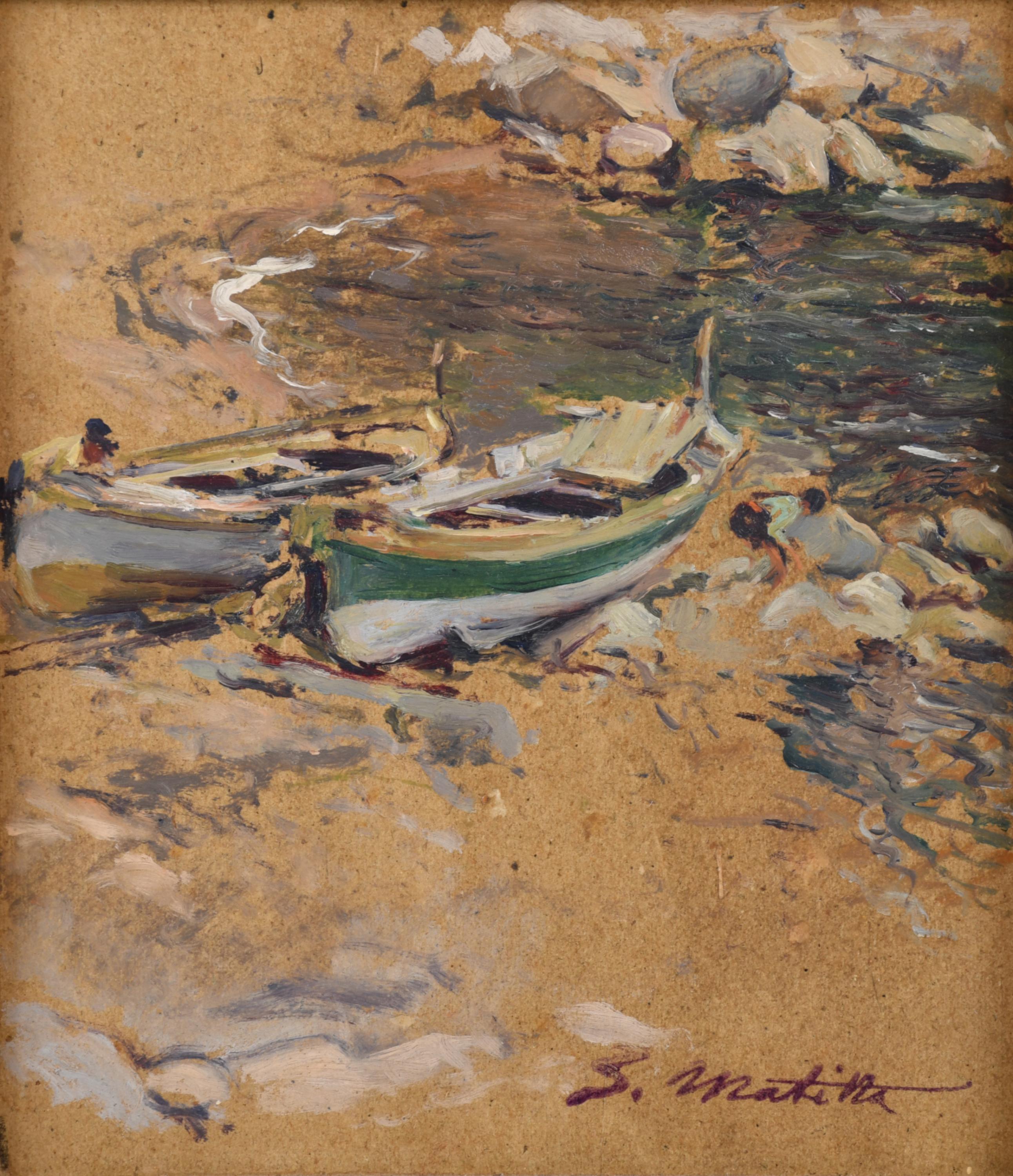 SEGUNDO MATILLA MARINA (1862-1937). "Barcas en la orilla".