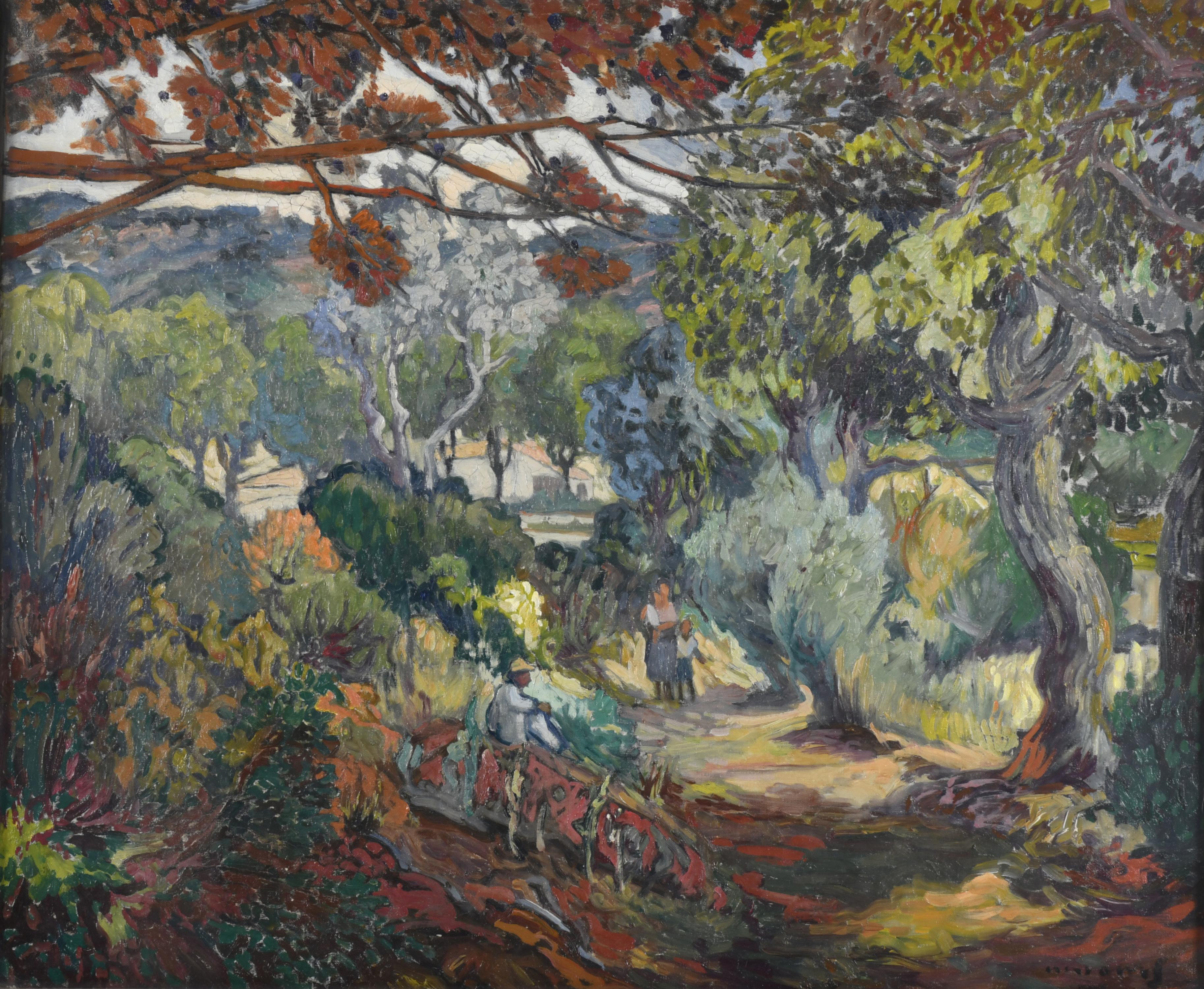 PERE CREIXAMS PICO (1893-1965). "Paisaje con figuras".