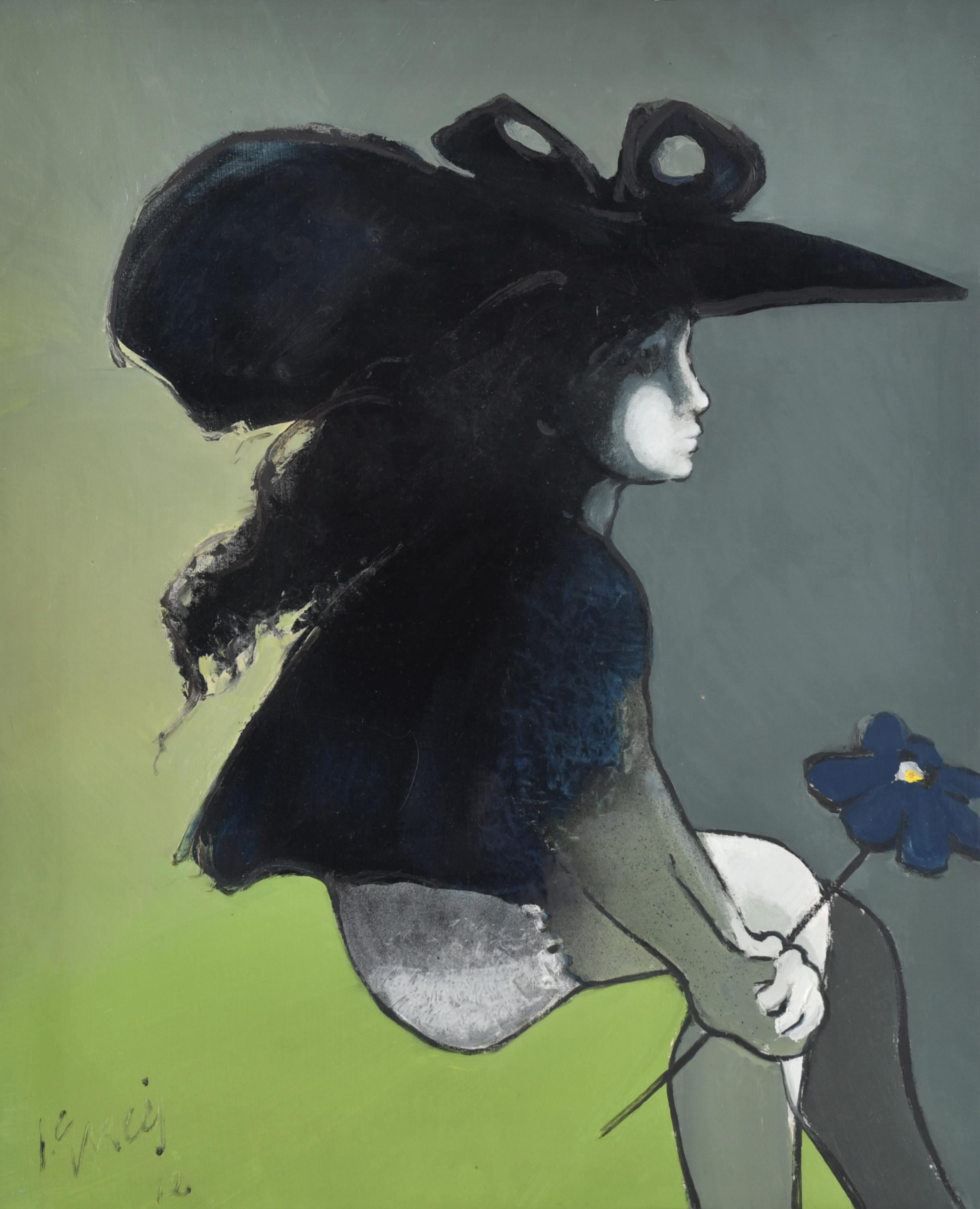  JUAN GARCÉS ESPINOSA (1935-2014).  "Figura con flor", 1972.