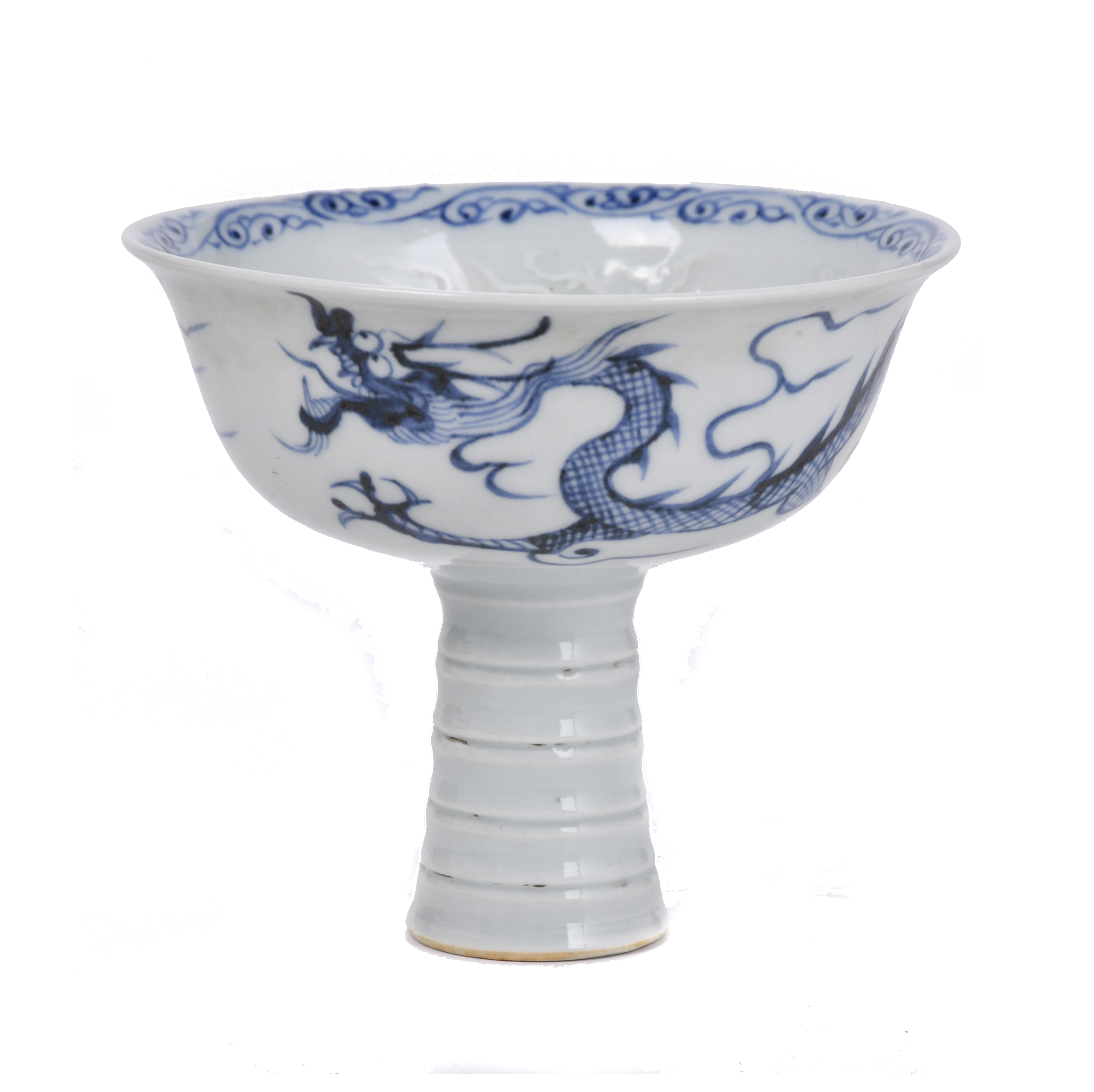 ESCUELA CHINA, SIGLO XX. Copa de tallo siguiendo modelos de