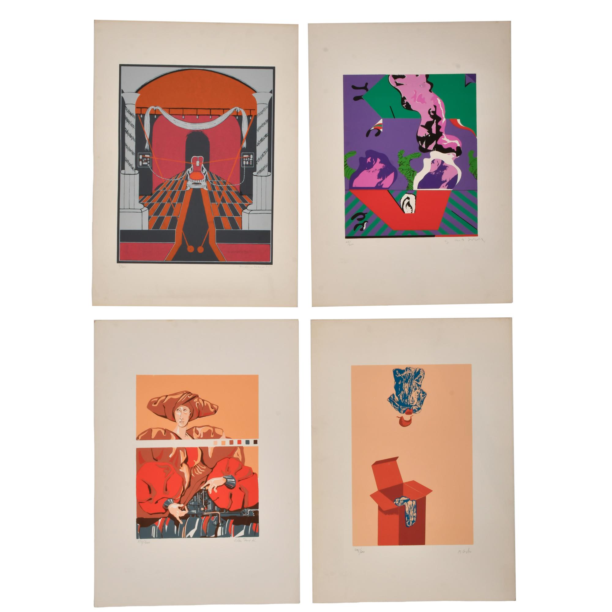 Conjunto de 4 obras gráficas de diveros autores.
